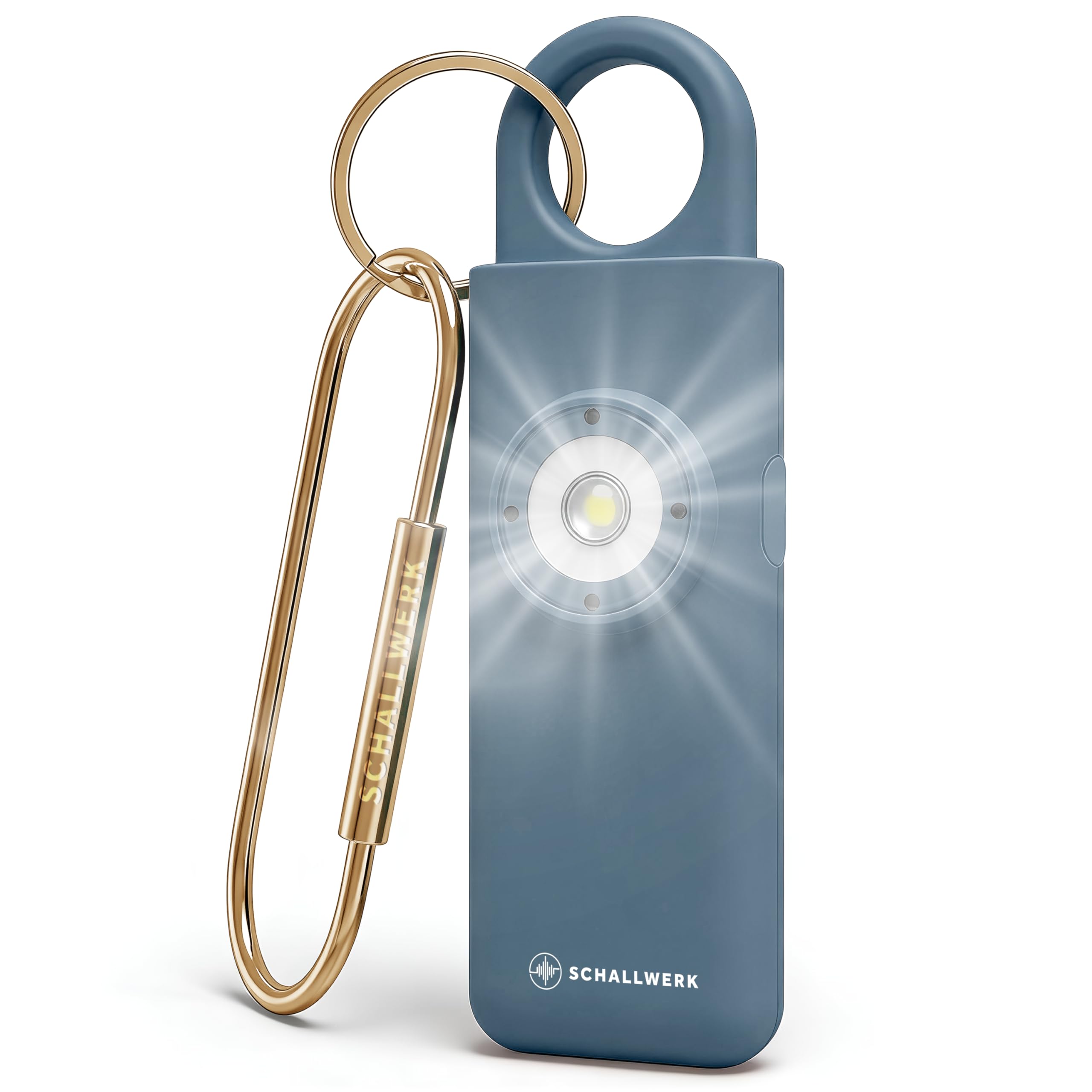 Schallwerk ® Safety+ Taschenalarm für Frauen – Persönlicher Alarm mit LED-Licht – Schrillalarm Schlüsselanhänger für Selbstschutz & Sicherheit unterwegs – laut & kompakt