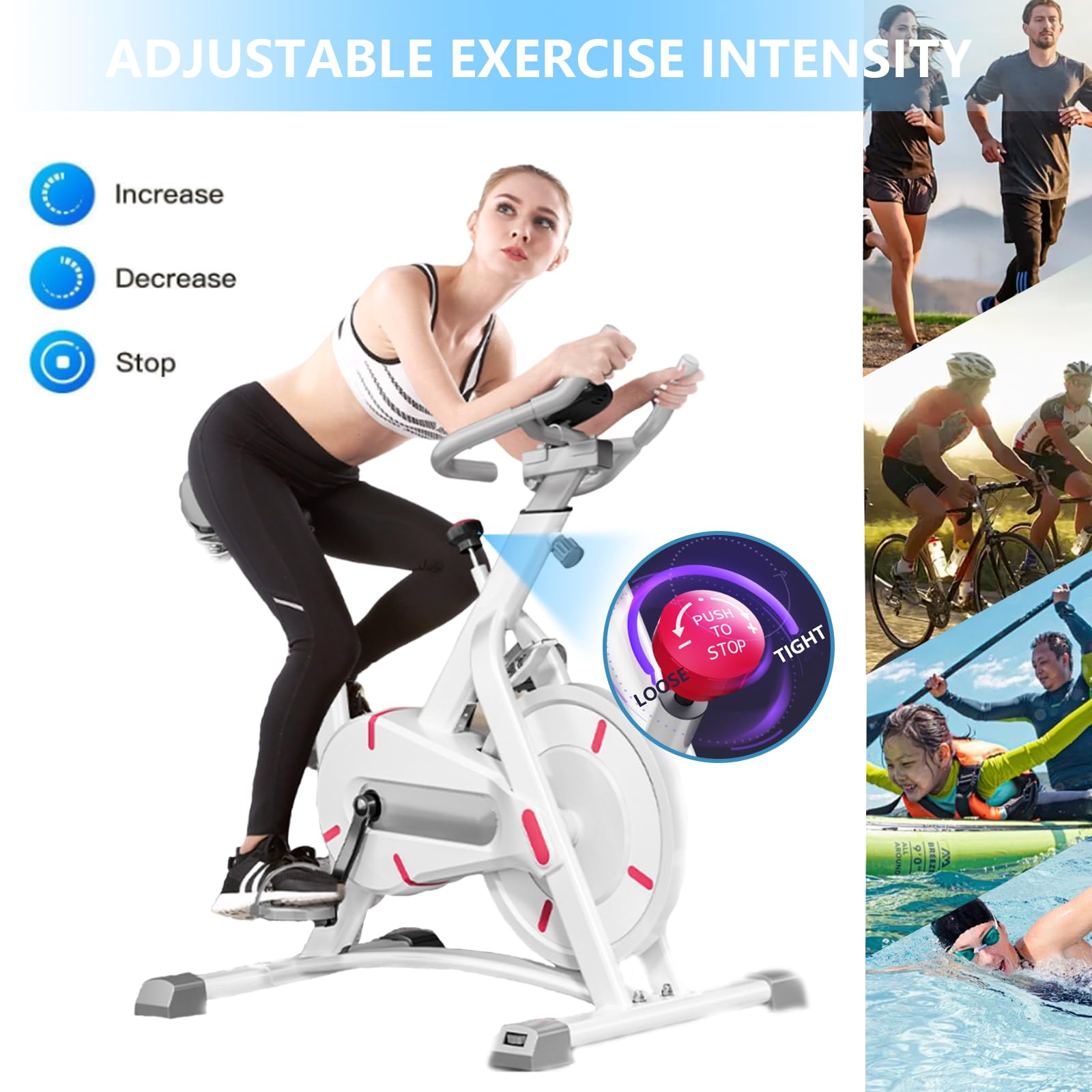 Leżący rower treningowy z łącznością Bluetooth, wiele pozycji uchwytu, wyświetlacz LCD, idealny do domowego fitnessu w pomieszczeniach