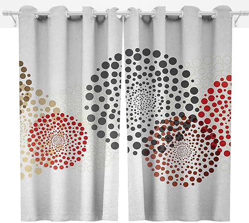 Cortinas abstractas para sala elegantes modernas, 2 paneles de cortinas para telón de fondo, color rojo, gris y negro granate, largo de largo, caída
