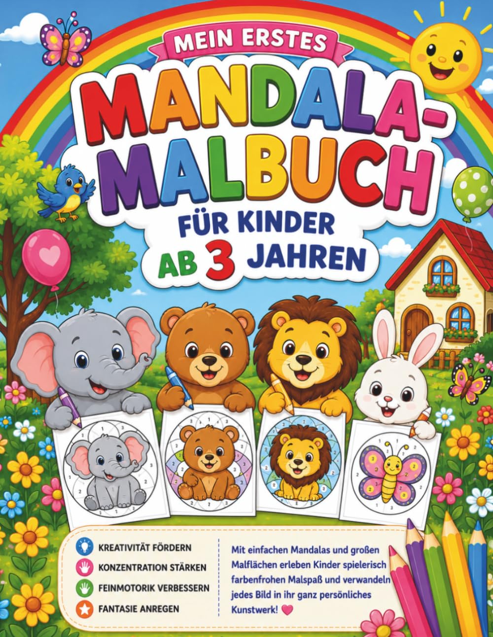 MandalaZauber – Malspaß für Kinder ab 3 Jahren: Einfache Motive mit großen Malflächen - Fördert Kreativität, Konzentration & Feinmotorik