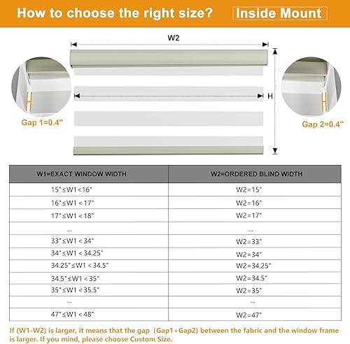 Miniatura 7 de Persilux Persianas sin cordones estilo cebra para ventanas, sin cordones, 35 pulgadas de ancho x 47 pulgadas de alto, control de luz de doble capa
