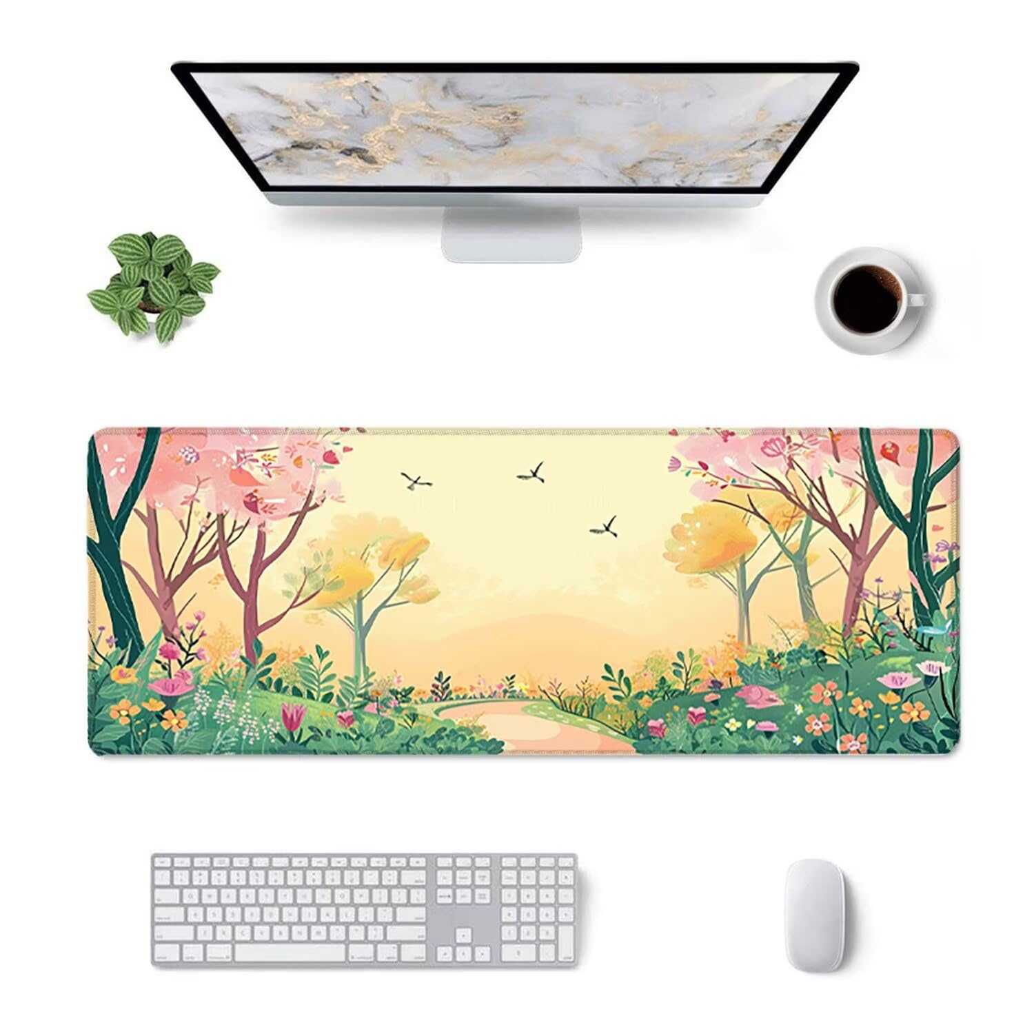Podkładka pod mysz XXL 1200 x 600 mm urocza podkładka pod mysz las podkładka pod mysz do gier podkładka na biurko z antypoślizgową gumową podstawą wodoodporna trwała podkładka pod mysz z wszytymi