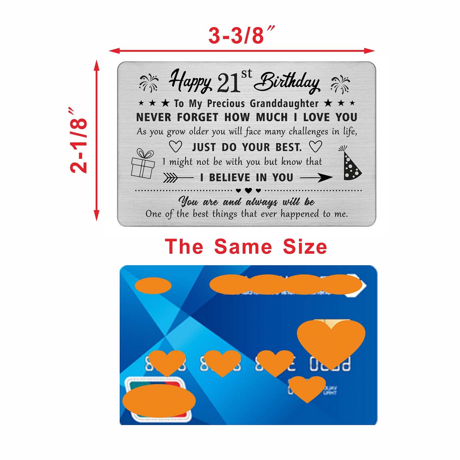 Geburtstagskarte Zum 1. Geburtstag Der Enkelin – Metallgravur, Kreditkartengröße (8,6 X 5,4 Cm) Mit Umschlag