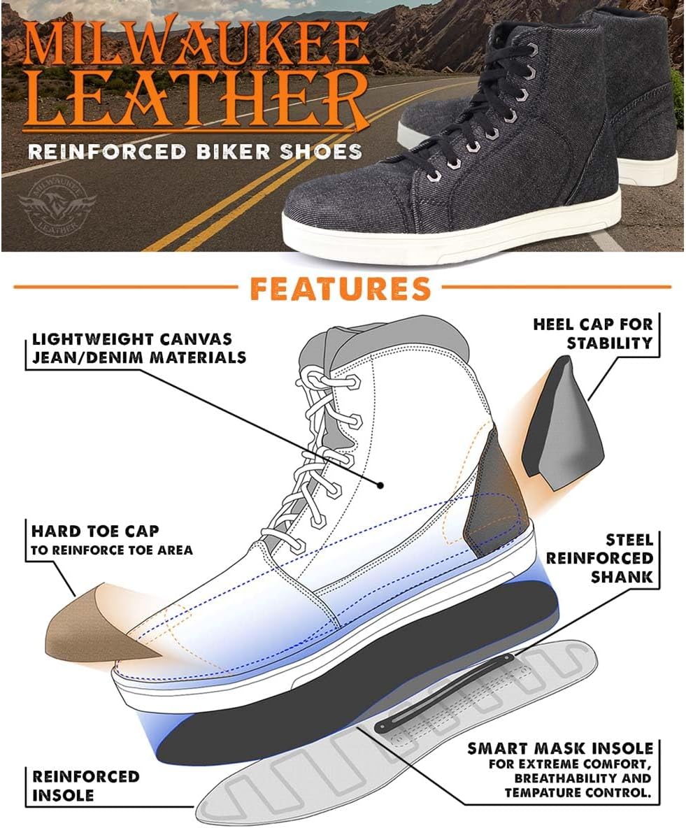 Milwaukee Leather Men's Motorcycle Riding Shoes - Reinforced Shank, Climate Control Insole, Non-Slip Sole - Image 2