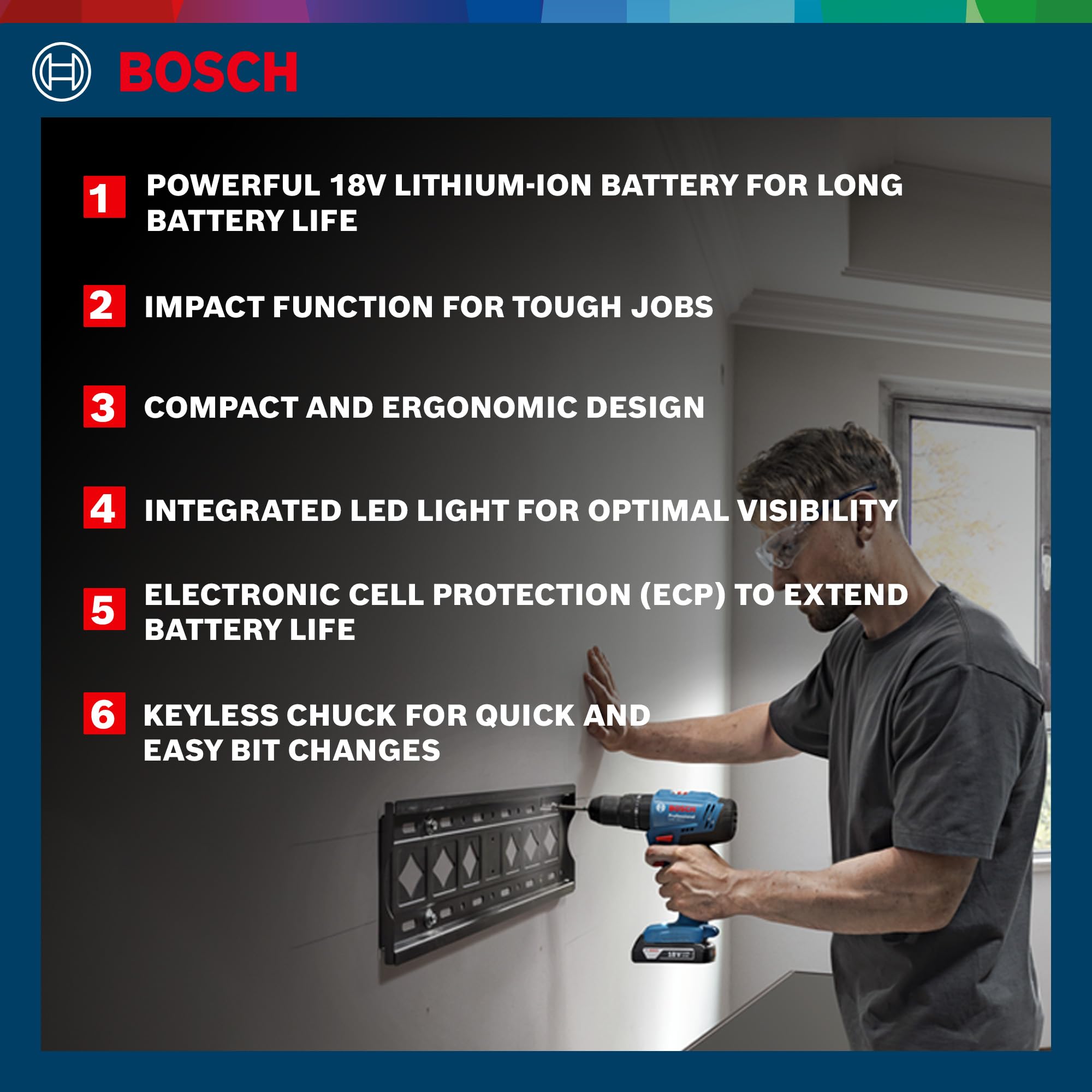 BOSCH GSB 183-Li Professional Impact Drill Kit | Brushless Motor | Speed (1st/2nd)- 374-484/1402-1815 RPM | Chuck Size 10 mm | Manufacturing & Construction | 1 Battery & 1 charger| 1 Yr Warranty 1
