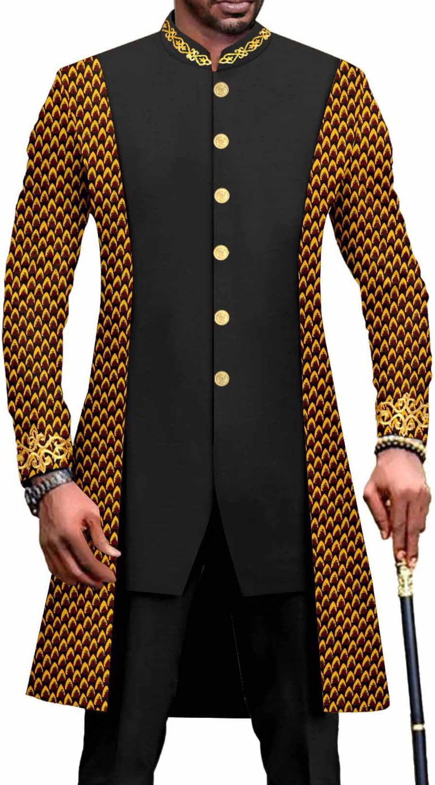 African Suits for Men Embroidery Jackets and Pants 2 Piece Set Dashiki Traditional Clothing Formal Suit for Wedding Evening (Color : 5, Size : XL)