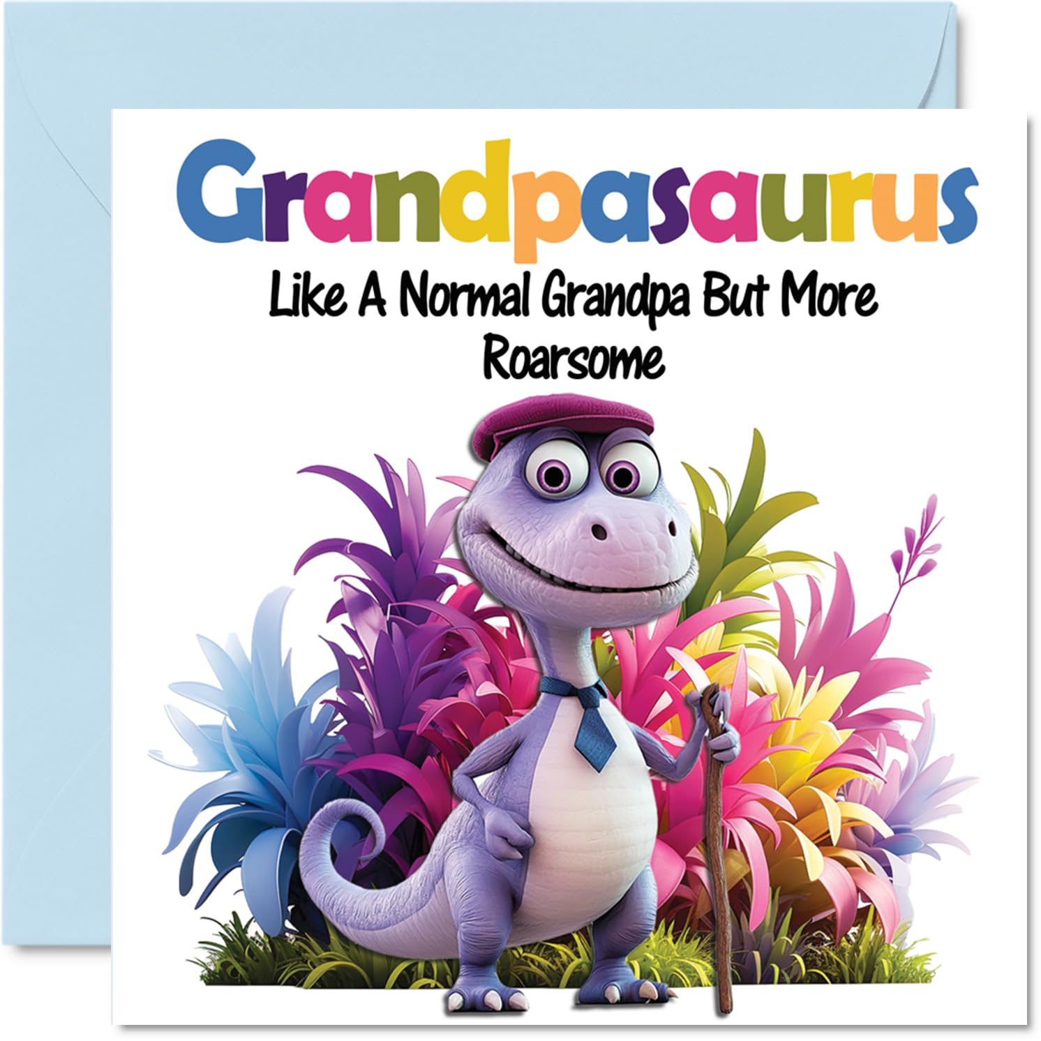 Grandpa Birthday Card - Roarsome Grandpasaurus - Happy Birthday Card for Grandpa from Grandson Granddaughter, 145mm Dinosaur Bday Greeting Cards