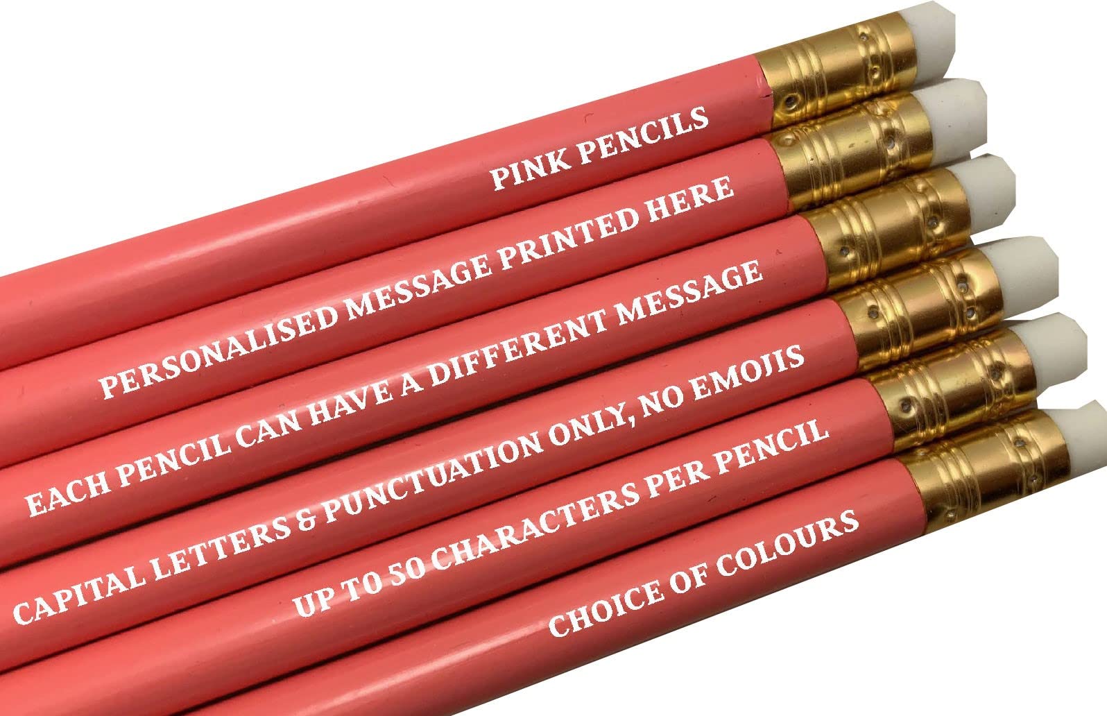 Personalised Pencils - Choice of Colours and Quantities (Pink, 200 Pencils)