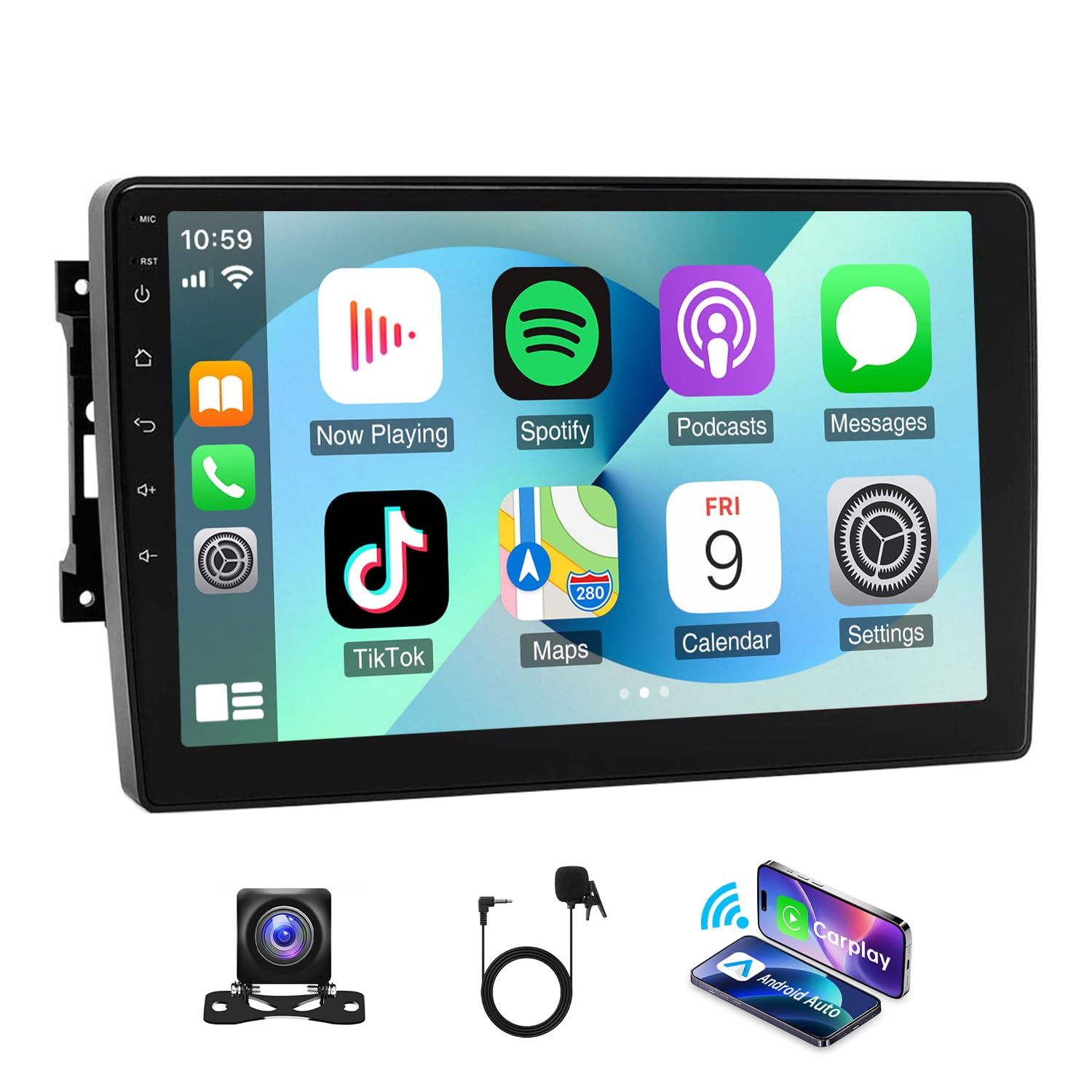 Car Radio Stereo for Jeep Wrangler 2007-2016 Dodge Ram 1500 2500 3500 2009-2012 Grand Caravan 10 inch IPS Touchscreen Support Wireless with CarPlay