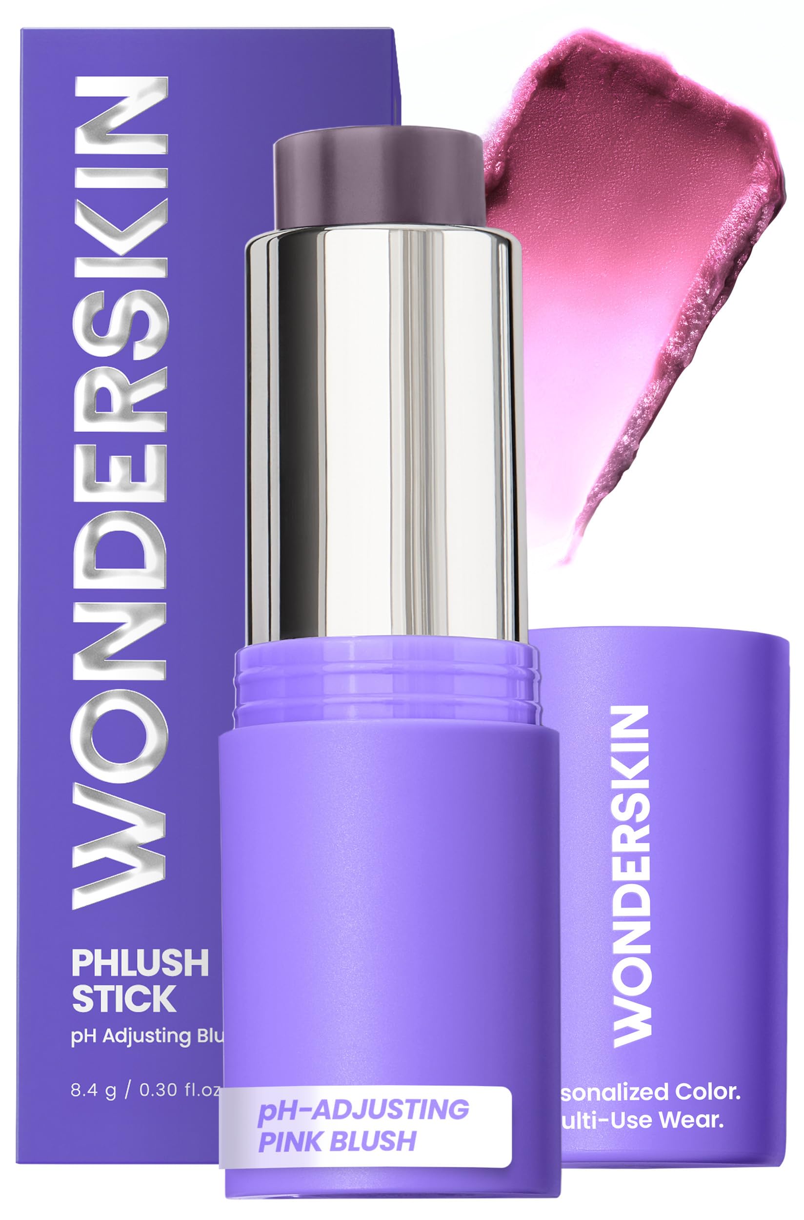 Wonderskin Blush Stick pH-Activated - pHlush Multi-Use Stick, Cream Tint for Cheeks and Lips, Cooling Nourishing Color-Adjusting Makeup