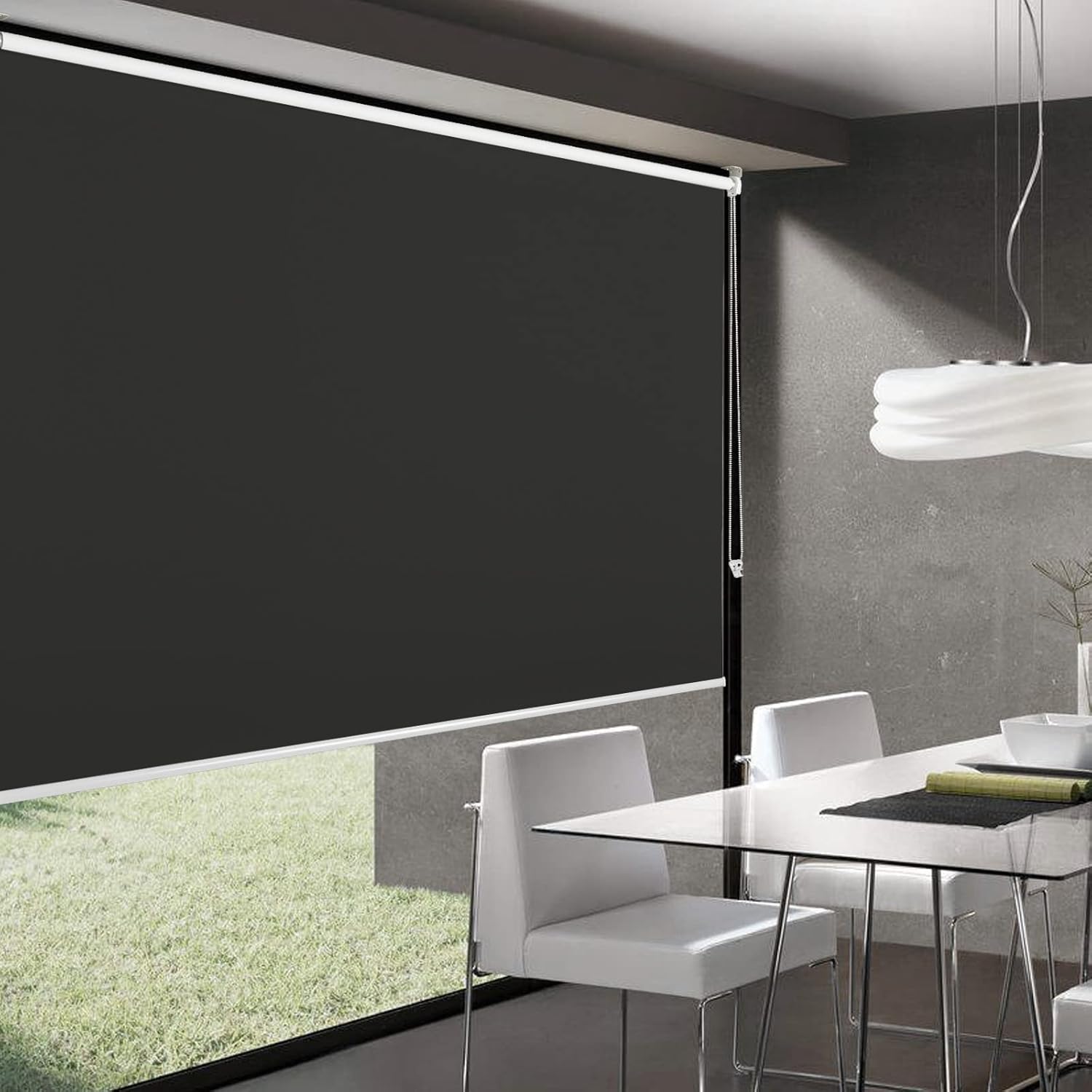 Joydeco Blackout Fabric Roller Window Blinds, Black Thermal