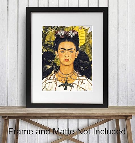 Miniatura 2 de Poster - 8x10 Mexican Art Wall Decor Picture Print for Bedroom, Living Room, Home, Apartment - Gift for Women, Woman Artist - Monkey, Cat,