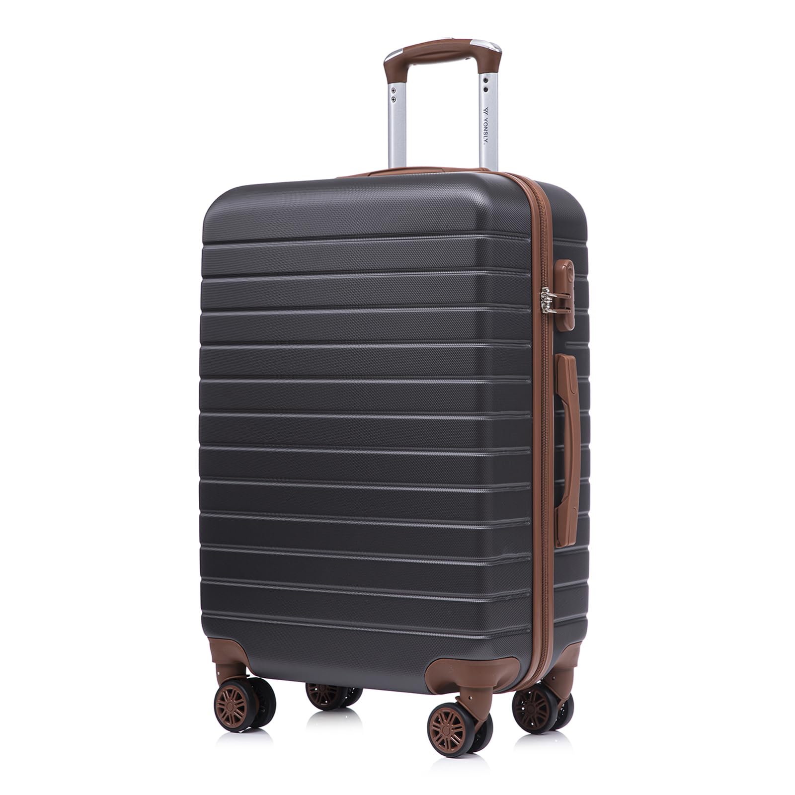 YONSLY Trolley Reisekoffer Set, Koffer Suitcase, Rollkoffer Handgepäck Hartschalenreisekoffer mit Zahlenschloss, 4 Rollen 360°, Weicher Gummigriff