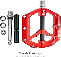 Vista 6 de Aleación de aluminio 9/16 "Pedal de bicicleta MTB amplia plataforma plana antideslizante Pedales de bicicleta con 3 rodamientos para bicicletas