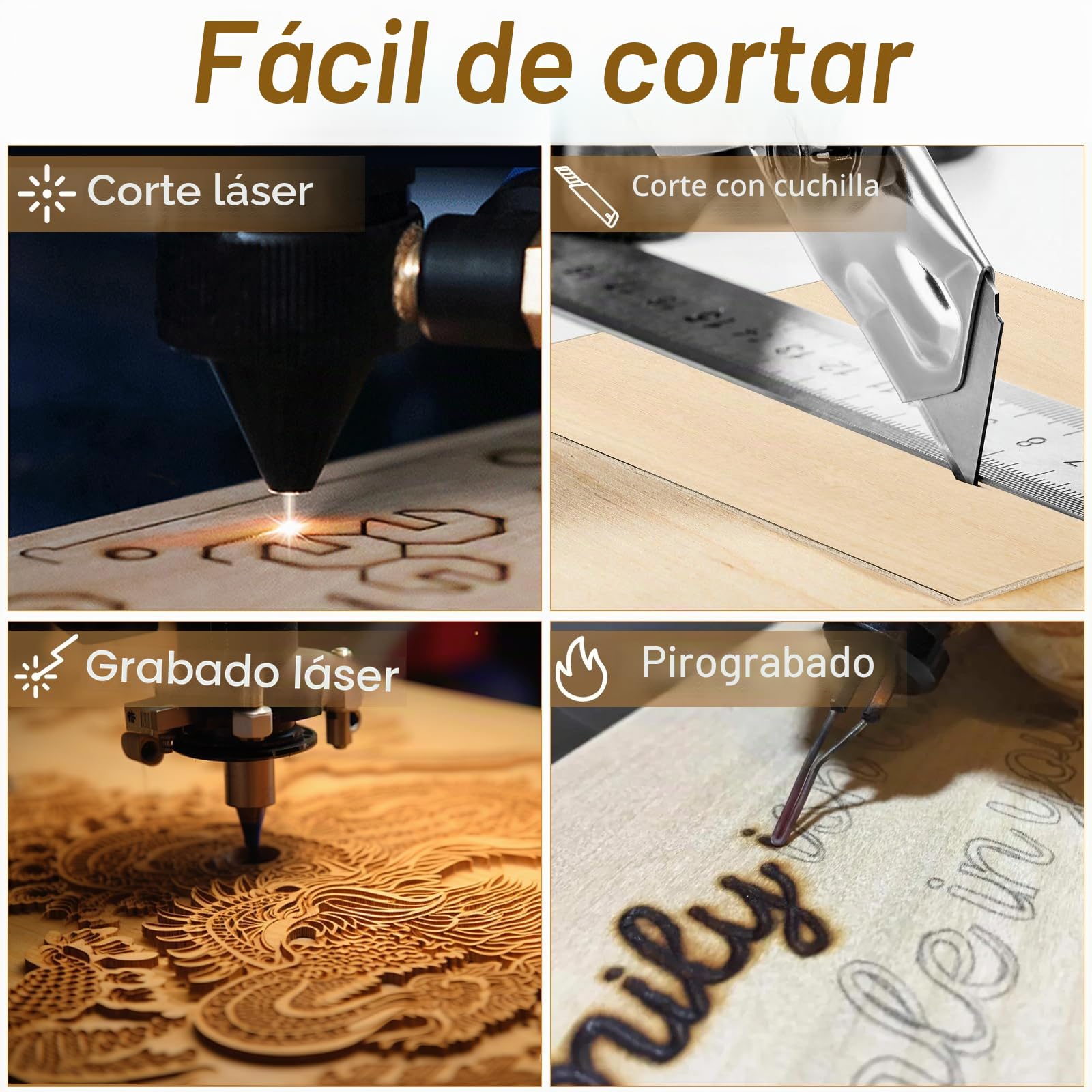 Pavlleen 12 Piezas Contrachapado A3,Basswood Contrachapado,420 * 300mm | Tablero Madera,Para Bricolaje,Regalos,Pintura,Manualidades,Decoraciones,CorteLáser,Modelado