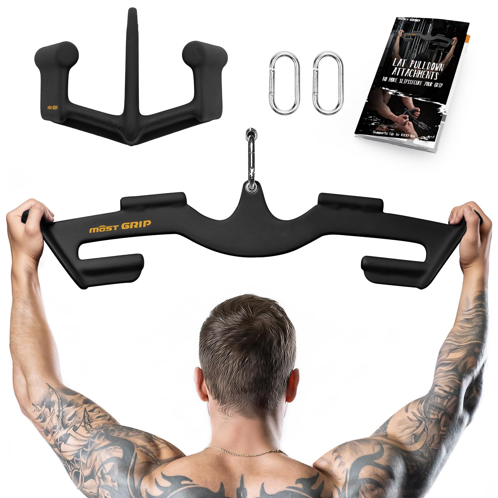 Latzugstange Set mit 8 Ergonomischen Griffen, Dreieckige Stabilität Latzug Griff für Das Training des Gesamten Rückens, Latzug Stange für Das Training Im Fitnessstudio oder Zu Hause