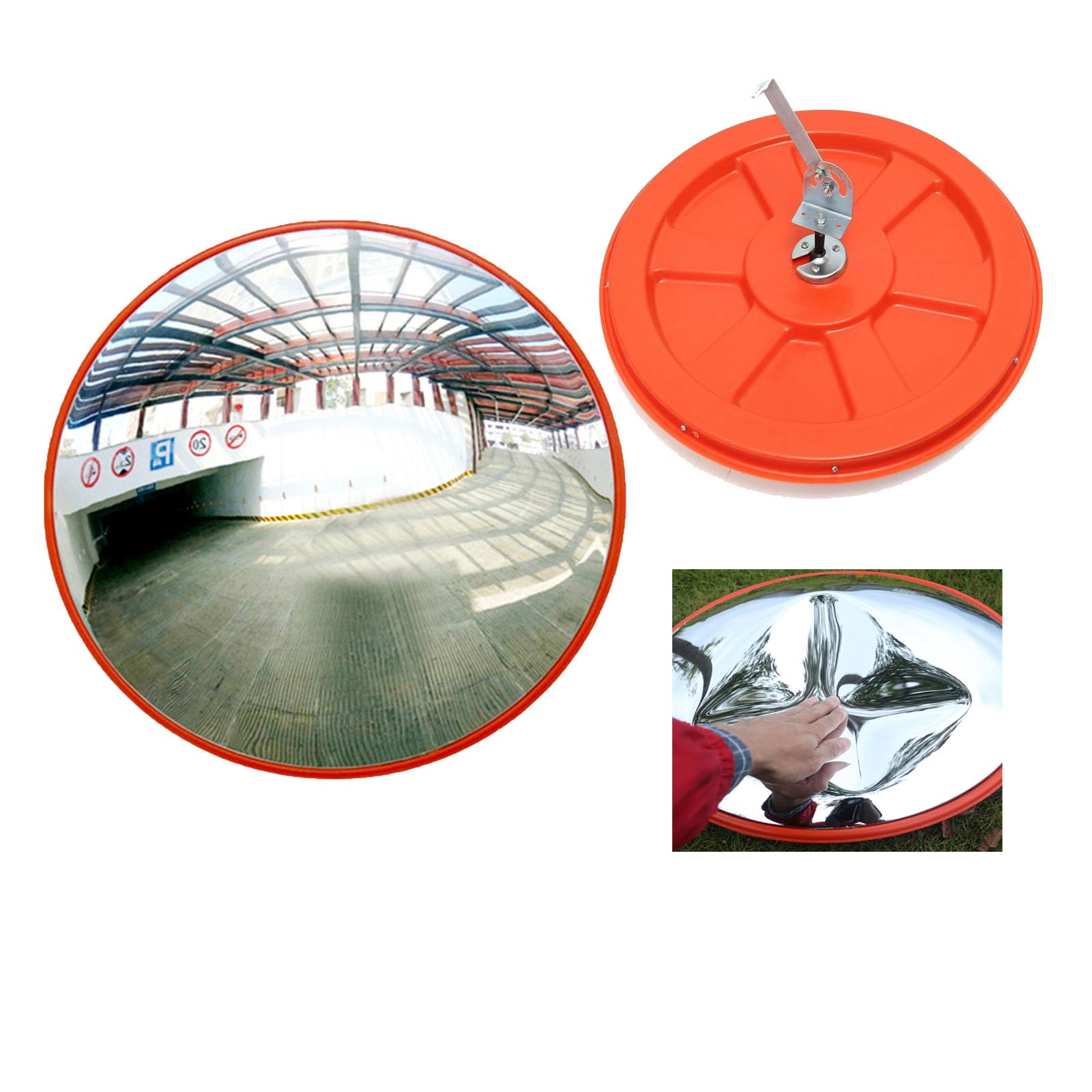 Miroir d'observation rond 60 cm orange avec étrier réglable - 7