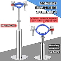 Vista 4 de 8 Pcs 304 Stainless Steel Wall Mount Ceiling Mount Pipe Supports Bracket, Suitable for OD 3/4"(25-28mm), Adjustable Height 50-100mm, Adjustable Pipe