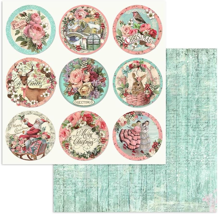 Stamperia Pink Christmas-Pad, 12 x 12 inches