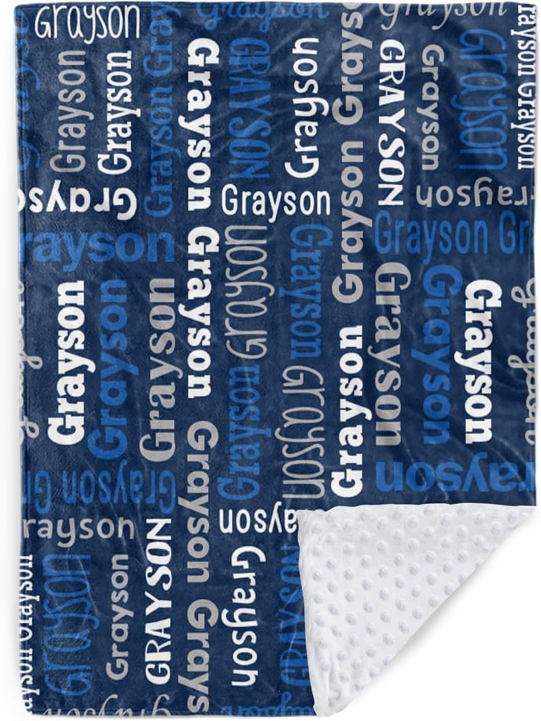 KAINSY Personalized Name Blanket for Kids Adult, Customized Toddler Blanket with Double Layer Dotted Backing, Bed Blankets for Newborn Infants, Gift for Birthday Christmas Valentines Day(30"x40")