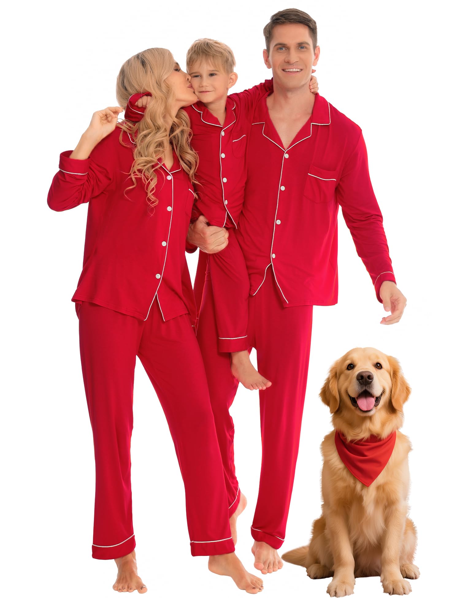 Family Christmas Pajamas Set Women & Men Long Sleeve Pj Set Party Sleepwear Button-Down Loungewear Set