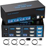 8K@60Hz HDMI KVM Switch 3 Monitors 2 Computers 4K@120Hz USB 3.0 KVM Switches for 2 PC Share Triple Monitor and 4 USB Ports Supports Extended&Duplicate Mode.Wired Controller DC 12V/1A Adapter Included