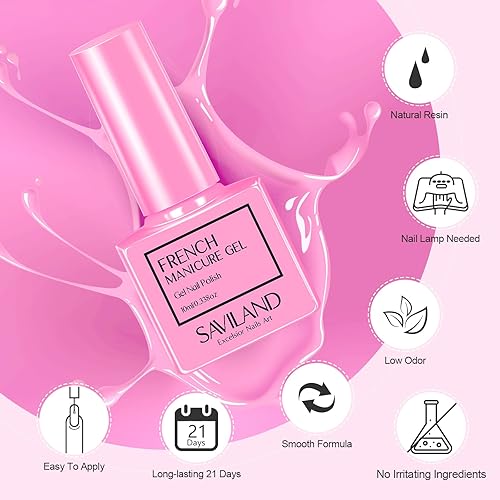 Miniatura 5 de SAVILAND Esmalte de uñas de gel para uñas francesas, esmalte de uñas de gel rosa LED, esmalte de uñas de gel UV para principiantes y profesionales