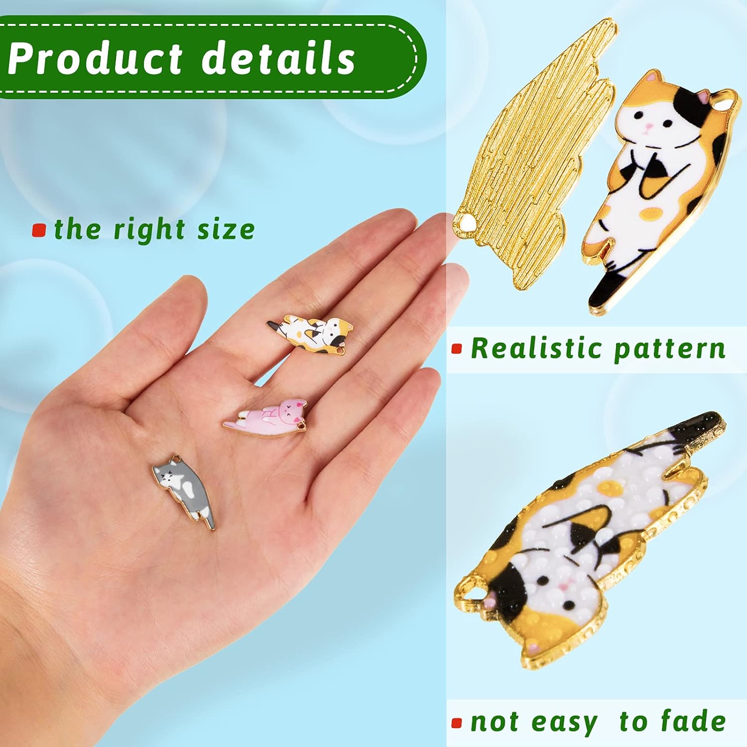 48 Pieces Enamel Cat Charms for Jewelry Making 6 Styles Cute Cat Charms Earring Necklace Bracelet Pendants Crafts - Image 6