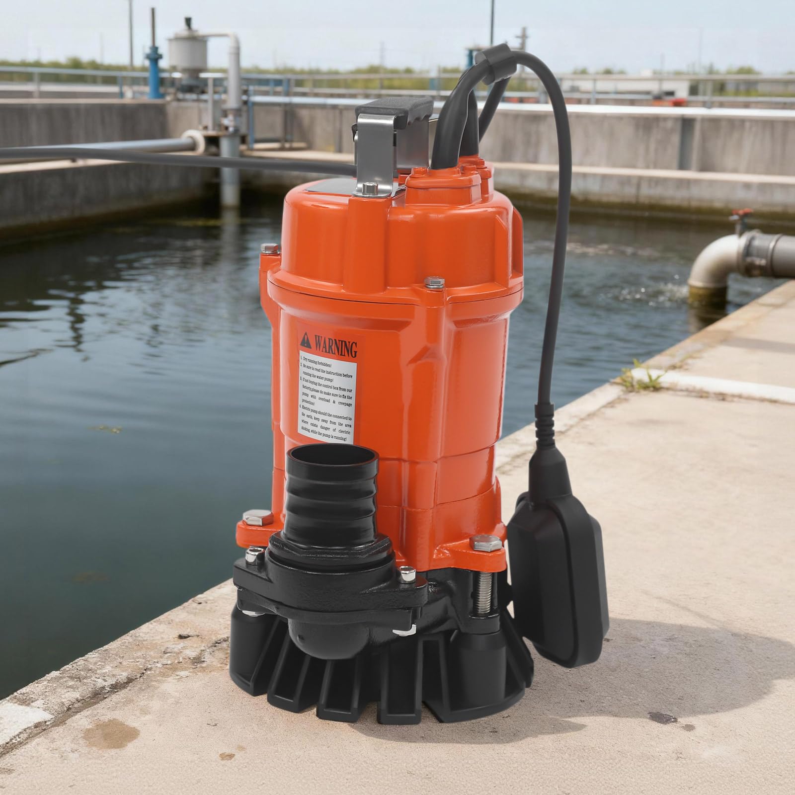 Pompa zanurzeniowa do brudnej wody, 550 W, 16 000 l/h, maks. wysokość tłoczenia 15 m, pompa do fekaliów, pompa do ścieków, pompa budowlana do brudnej wody, ścieków, fekaliów, 24 x 24 x 33,5 cm