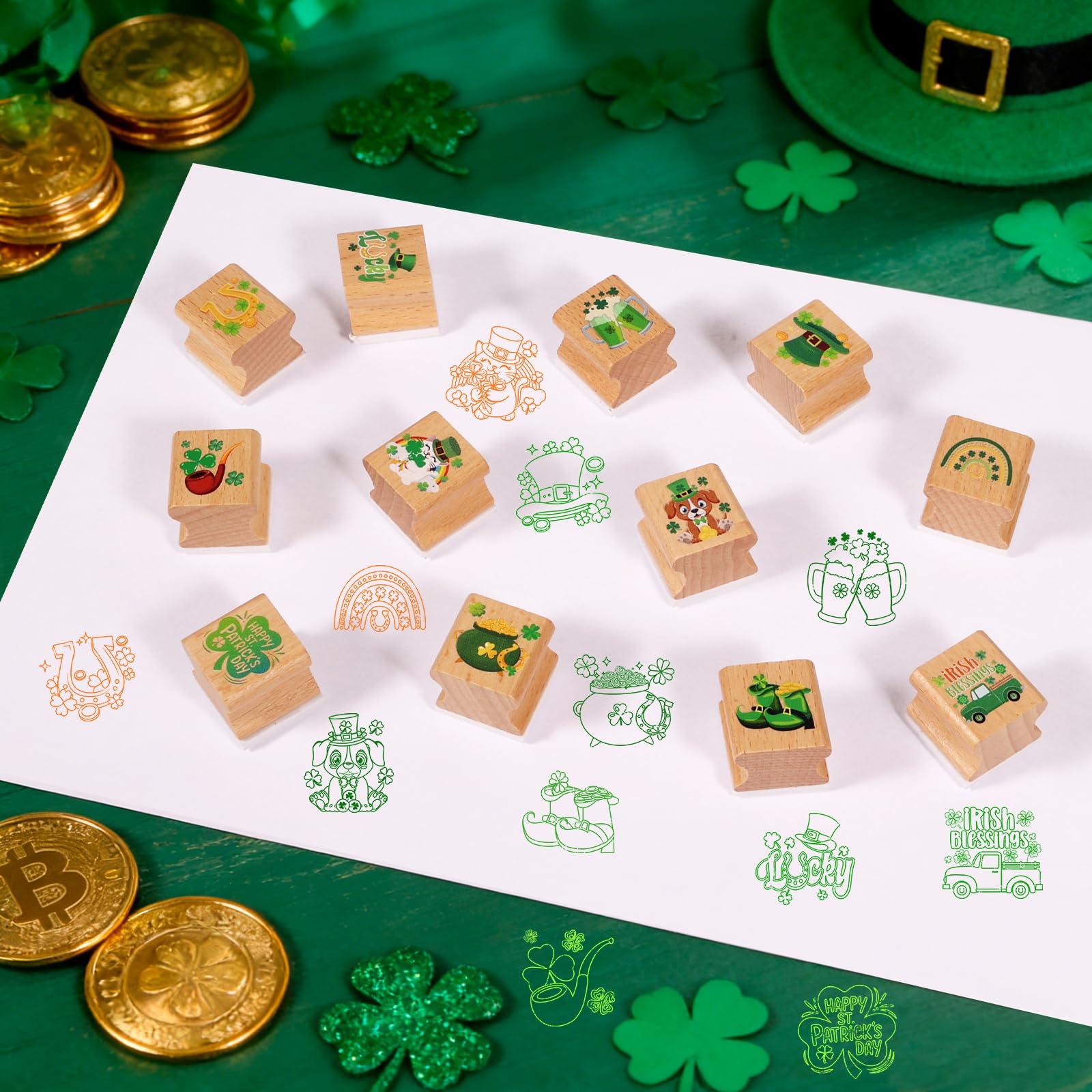 DPKOW Shamrock Stamps St. Patrick's Day Kids Crafting Party Favour - Image 4