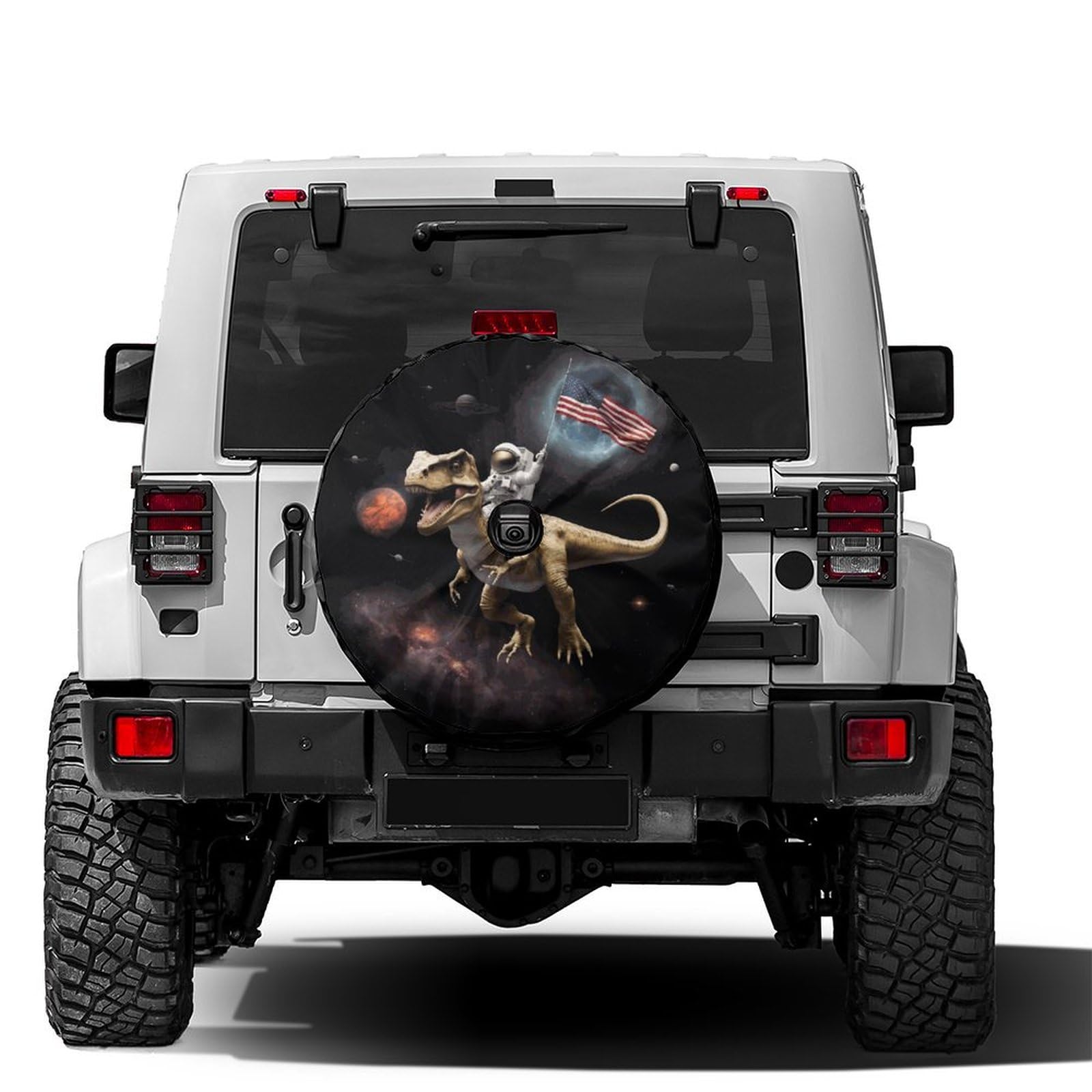 Dujiea Military Tactical Star Spare Tire Cover with Backup Camera Hole, Universal Wheel Tire Cover Tire Protectors for Jeep Trailer RV Van SUV Truck Camper and Many Vehicle 17inch — view 17