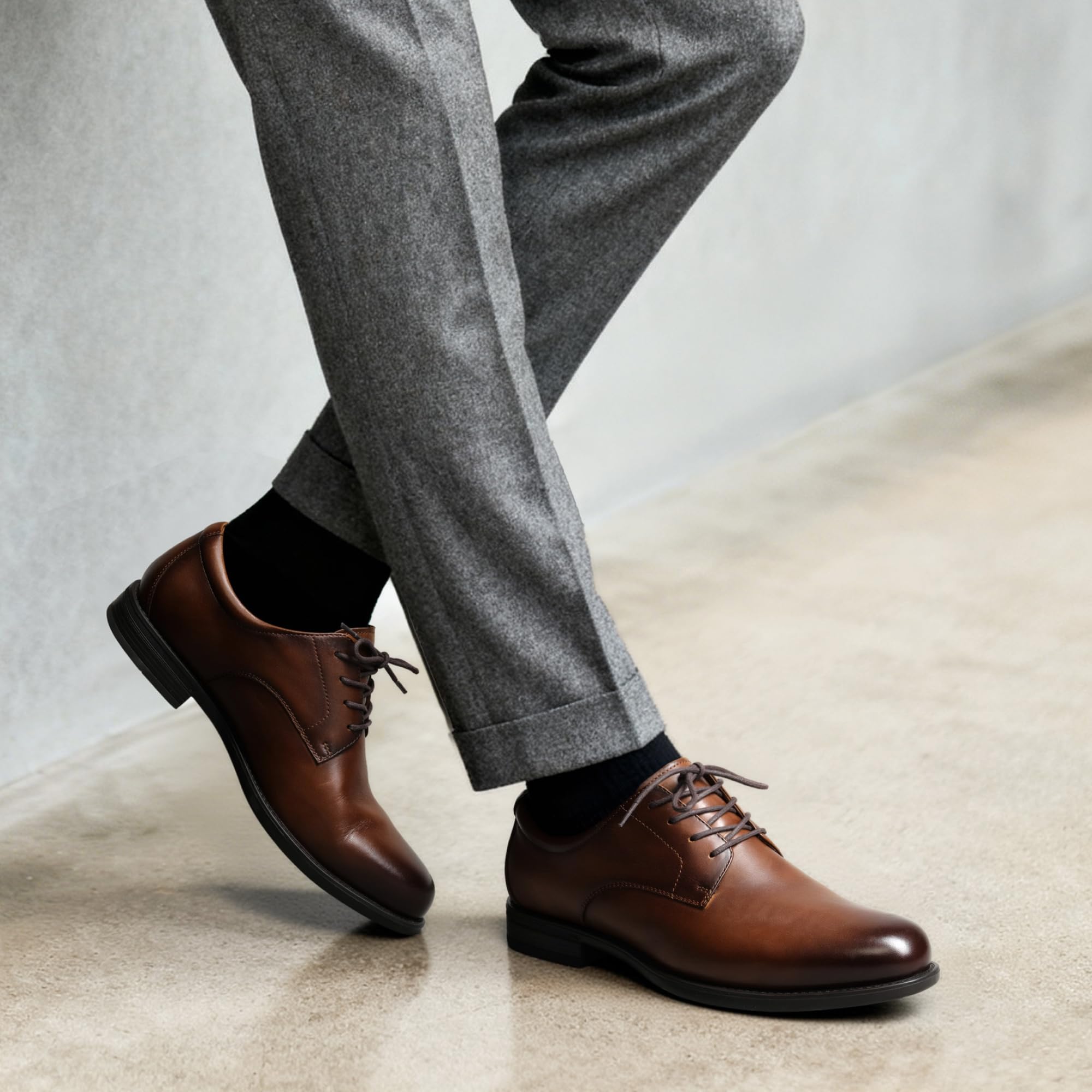 Bruno Marc Zapatos de vestir clásicos de cuero para hombre, cómodos, Oxfords para negocios, formales, con cordones — view 3