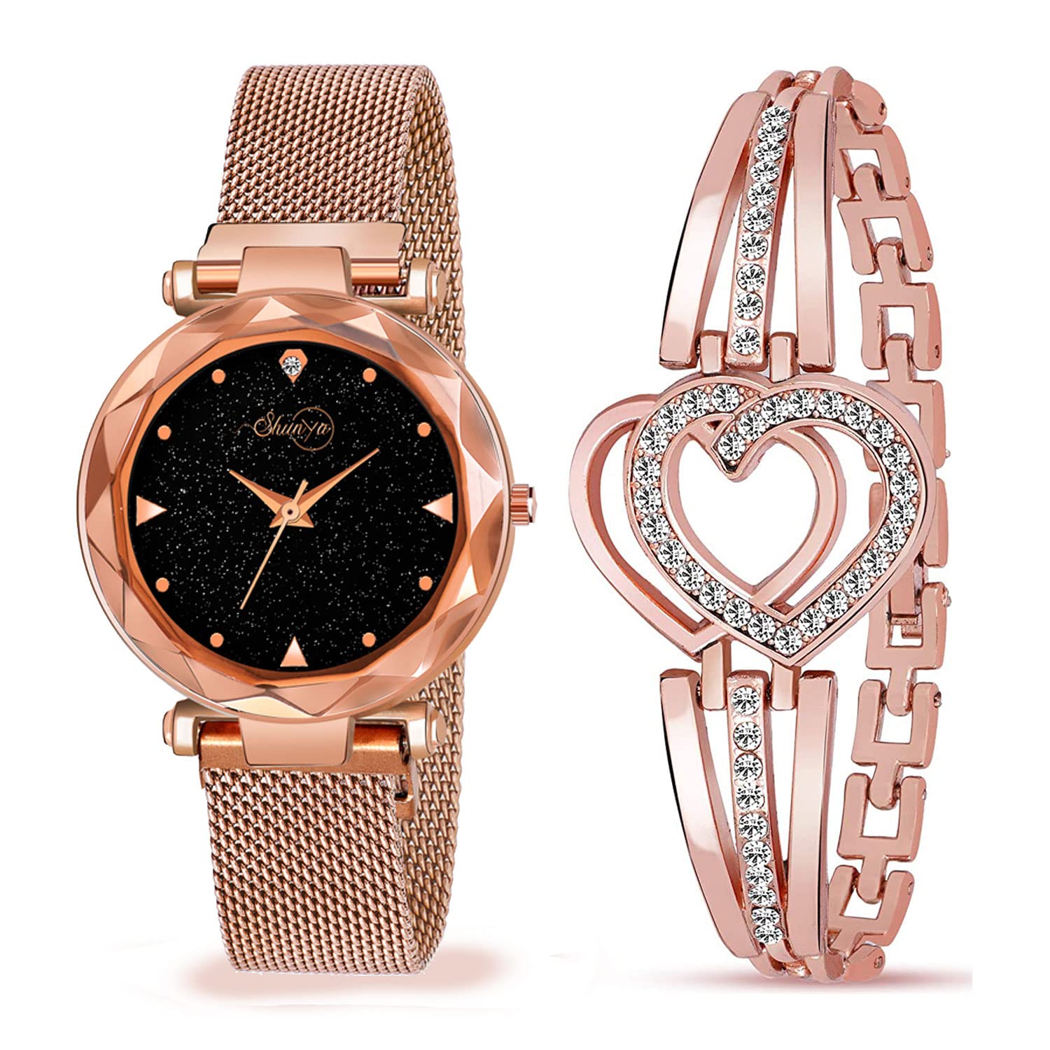 Shunya Branded Analogue Black Dial Magnet Watch with Gift Bracelet for Women Or Girls and Watch for Girl Or Women (Combo of 2) (B09TR83266) Amazon Price History, Amazon Price Tracker