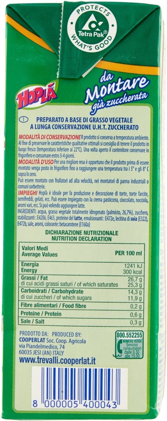 Hoplà Panna da montare glutenfrei süße Sahne 1000ml