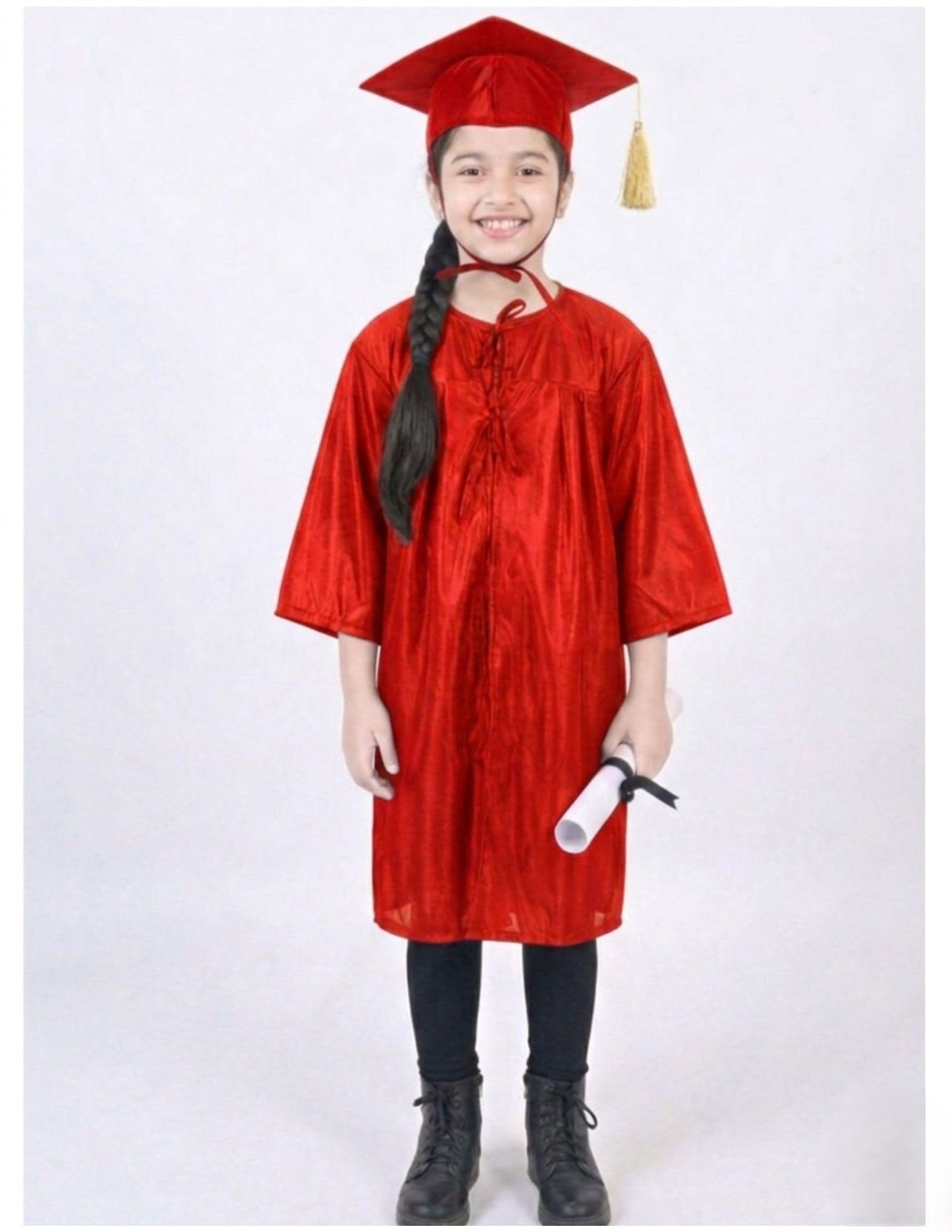 BookMyCostume Red Graduate Convocation Graduation Day Gown Kids & Adults Fancy Dress Costume 8-10 years