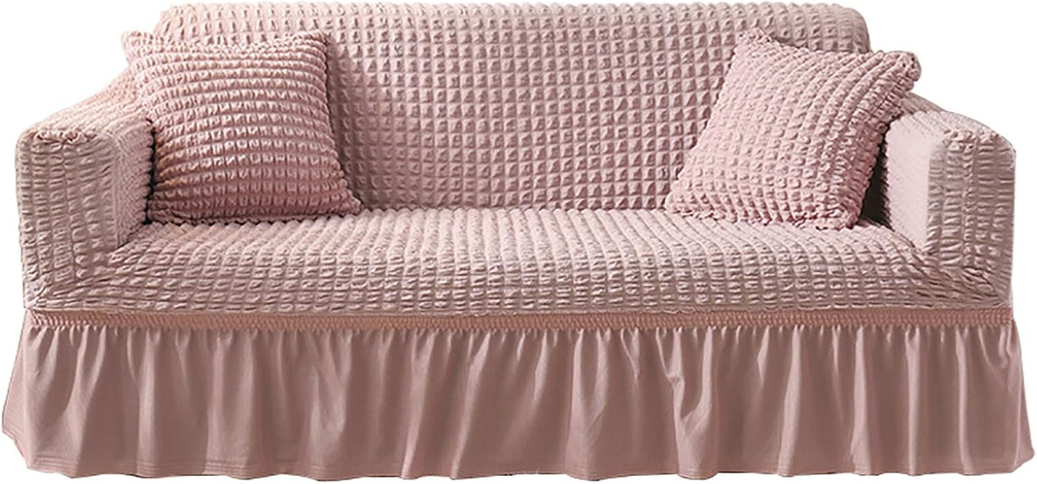 ZJGFCB Stylish Durable Fabric Couch Covers,Super Stretch Sofa Cover For Sectional Sofa,Stylish Non-Slip Sofa Slipcover With Skirt Furniture Protector(Size:4 Seater/235-300cm,Color:E)