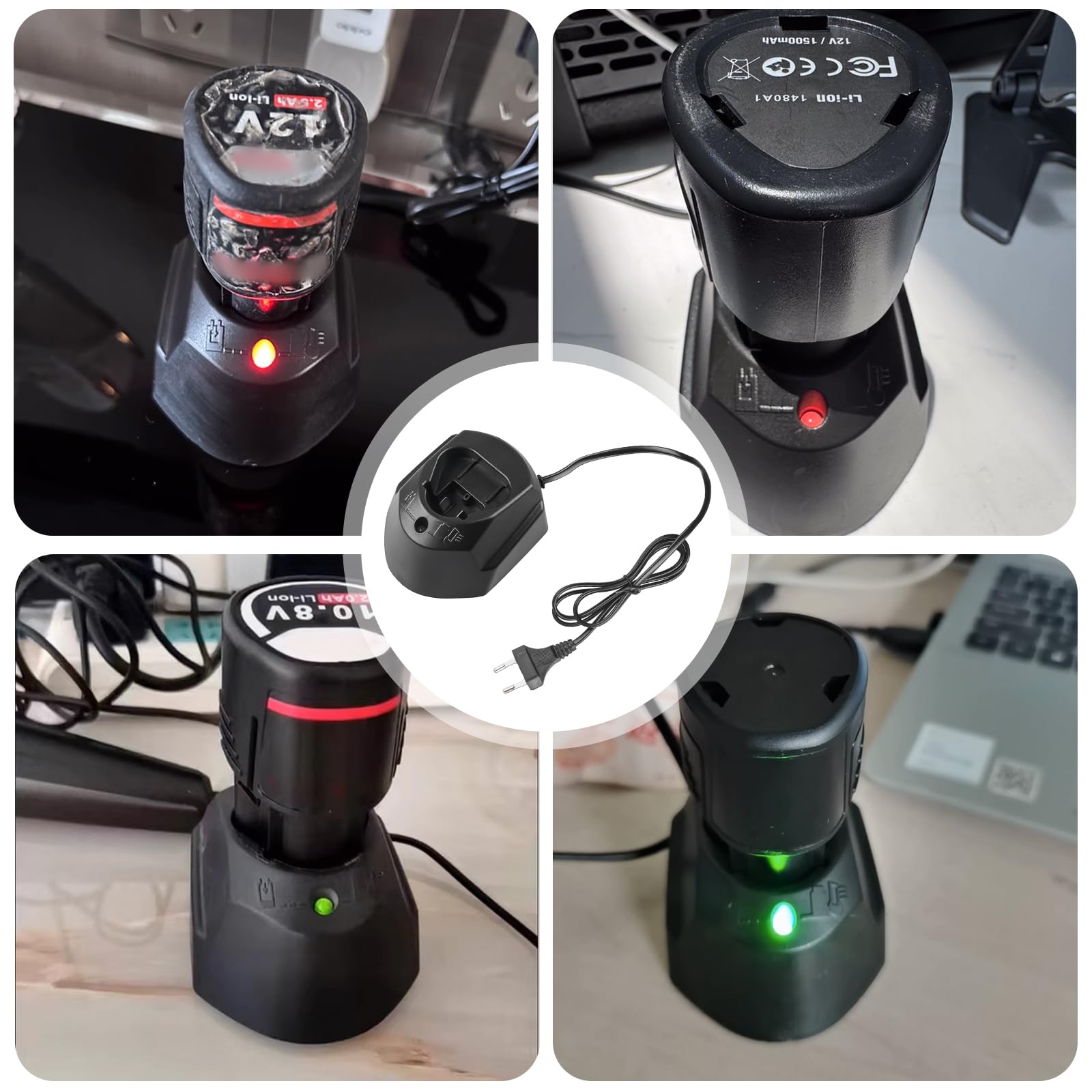 12V Li-ion ładowarka do Bosch, Professional 10.8V-12V AL1115CV akumulatorów Szybka ładowarka, Ładowarka do wiertarki akumulatorowej Kompatybilna z Bosch BAT411, BAT412, BAT413 (wtyczka EU)