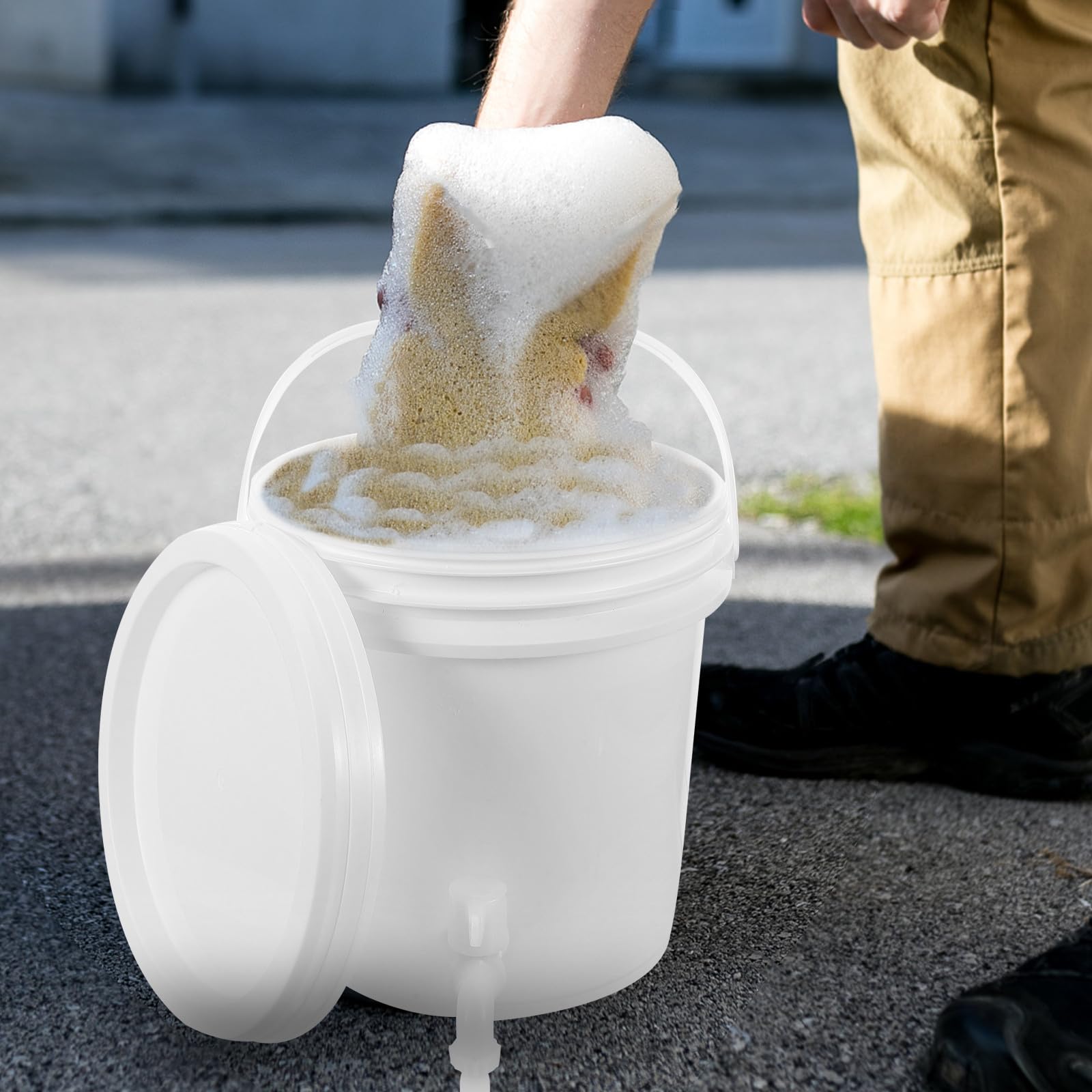 Cabilock Cubo de Agua para Acampar de Plástico Engrosado 10 Litros con Grifo y Cinta de Sellado Contenedor Portátil para Almacenamiento de Líquidos Uso Exterior Camping Senderismo