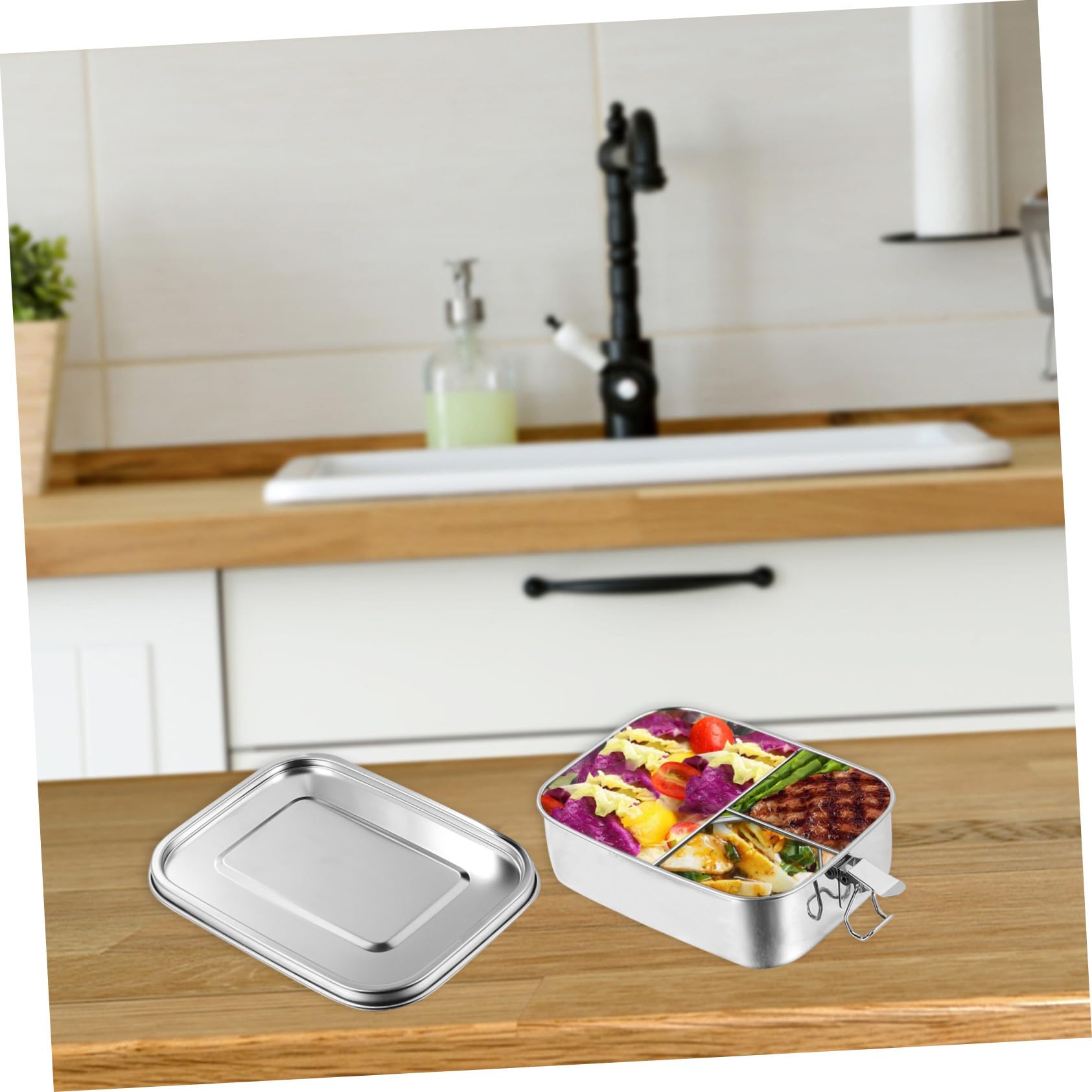 COLLBATH Boîte à Lunch Bento en Acier Inoxydable 1, 2l 3 Compartiments