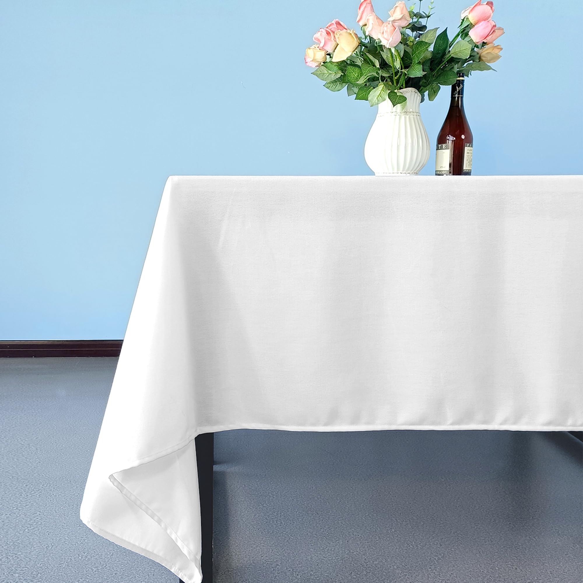 WedDecor Mantel cuadrado con tela de poliéster, mantel blanco para mesa de buffet, cocina, fiesta, boda, decoración de comedor, mantel circular lavable y transpirable, 45 x 45 pulgadas, 10 unidades