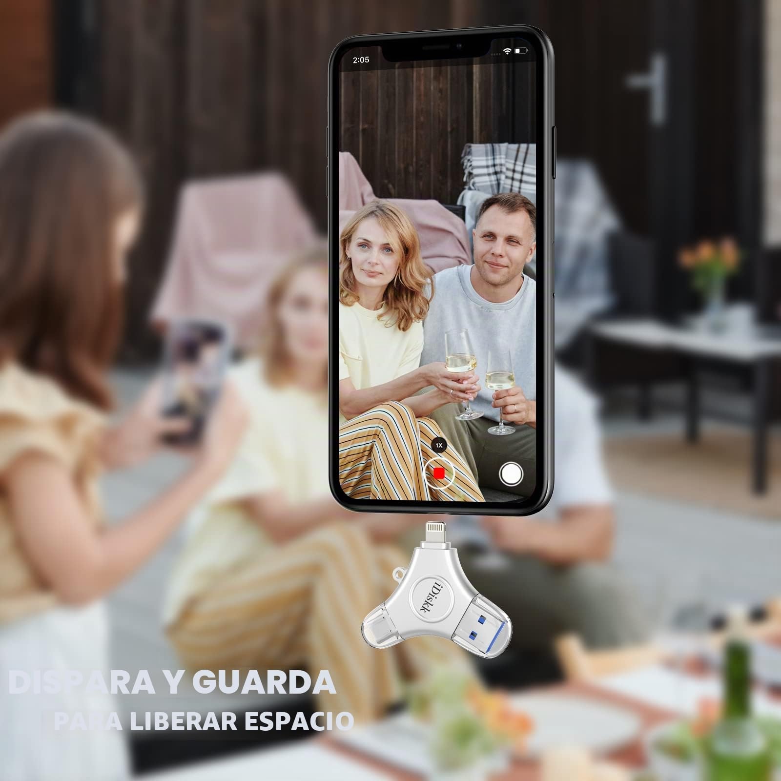 iDiskk 128GB Photo Stick 3 en 1 Certificado MFi - Memoria Externa para iPhone, iPad, Móviles Type-C, PC y Mac