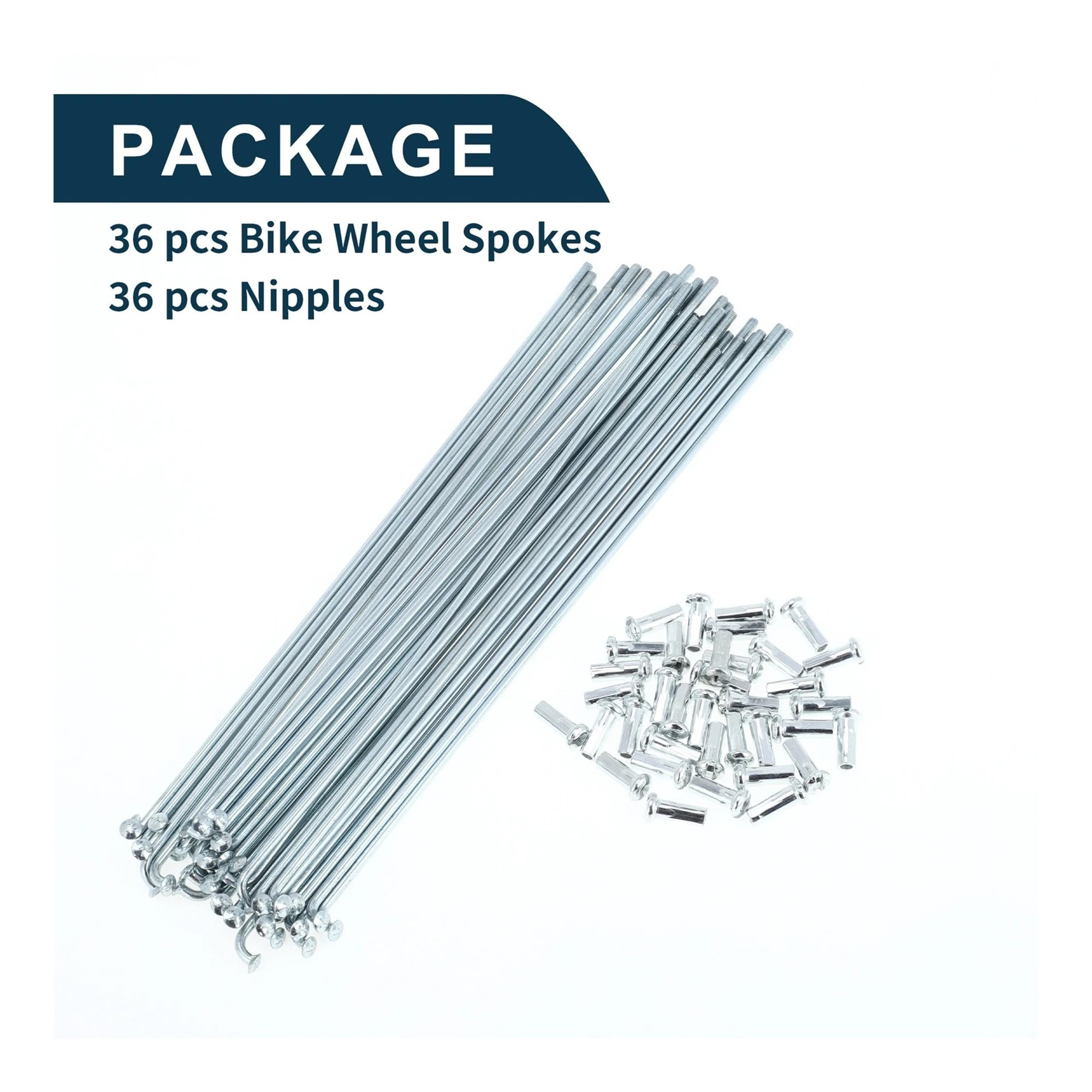 13G Zincato per Raggi Della Bicicletta 173-265mm Set Tono Argento Nipples per MTB Road Bike Wheel Repair