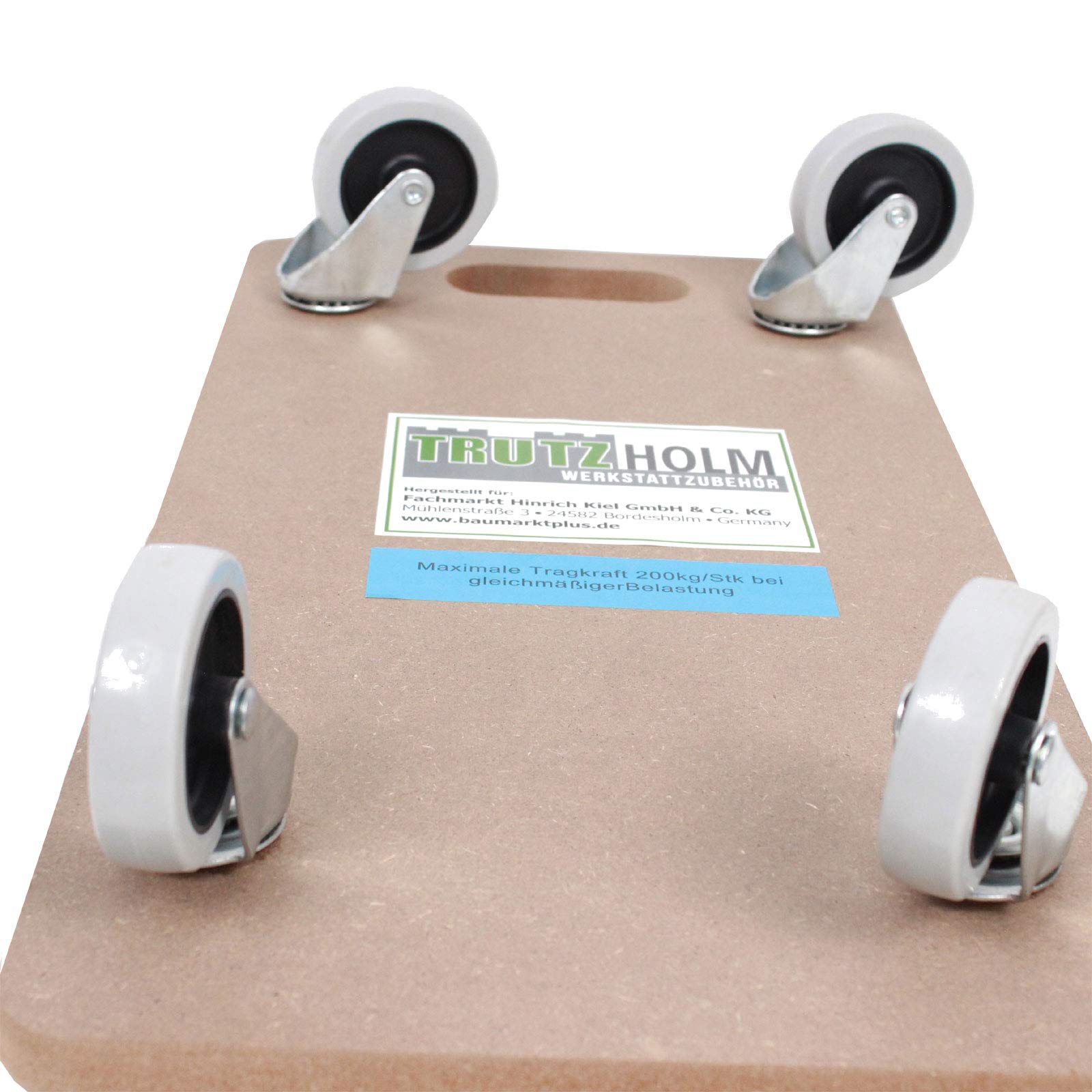 TRUTZHOLM 2er Set Transportroller Soft Wheel geeignet für empfindliche Böden (Laminat, Parkett, helle Fliesen) mit Stabiler MDF Platte 200 kg