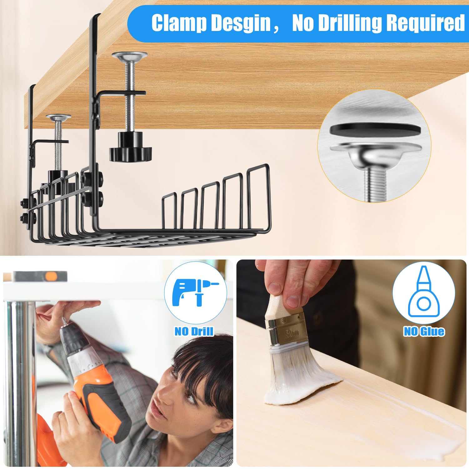 Portacavi Sotto Scrivania Senza Foratura - Cable Management Per Ufficio E Casa