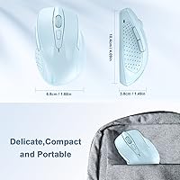 Vista 5 de TECKNET - Mouse inalámbrico y ergonómico de 2.4 GHz, mouse óptico para computadora, PC, Chromebook, Notebook, 6 botones, vida de batería de 24 azul
