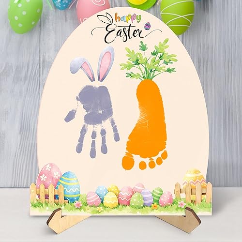Happy Easter Egg Footprint Sign, Baby DIY Foot Print Or