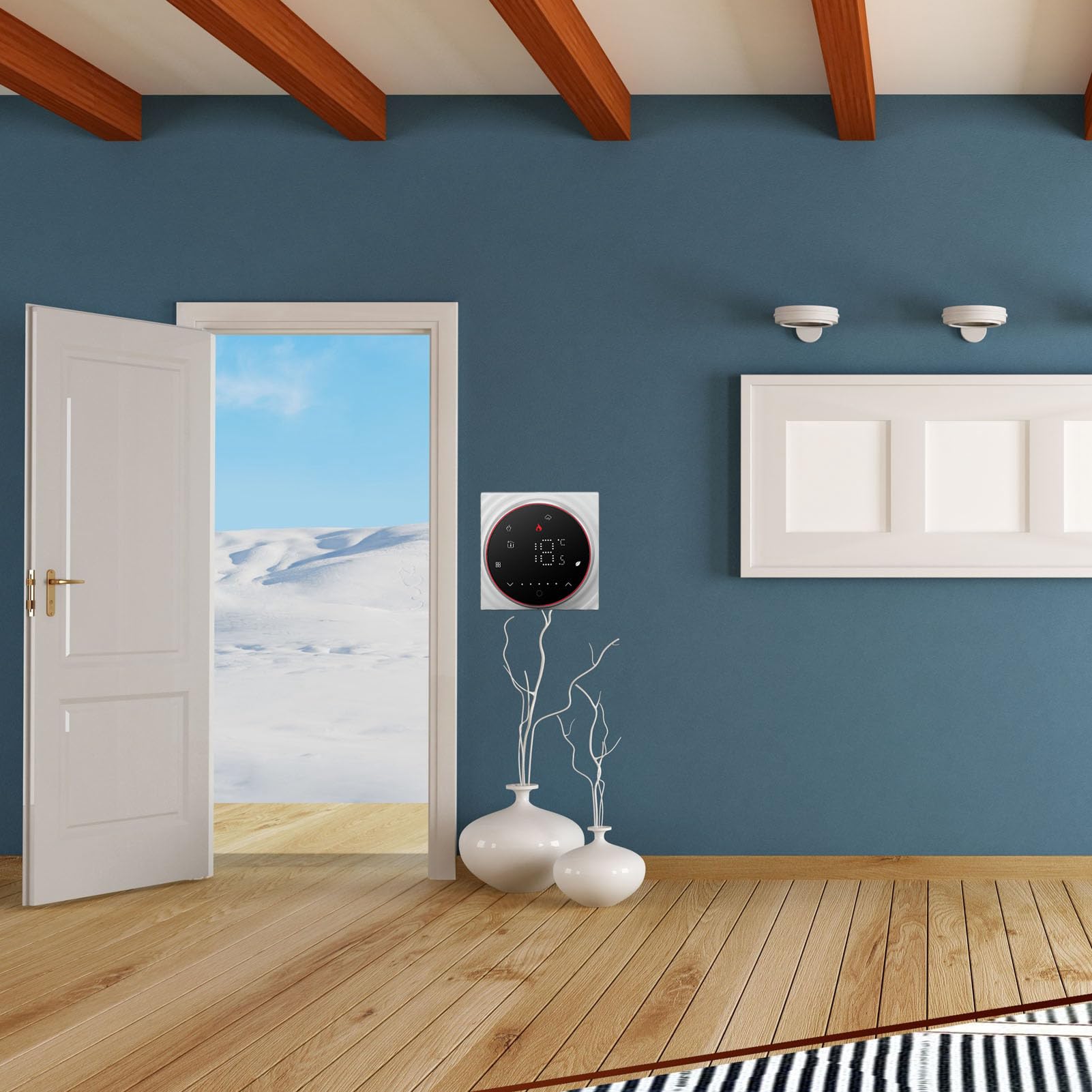 Termostato Inteligente Inalámbrico con Pantalla LED, Termostato Programable con Control de Alta Precisión para Calefacción Eléctrica Doméstica, CA de 95 a 240V (Negro)