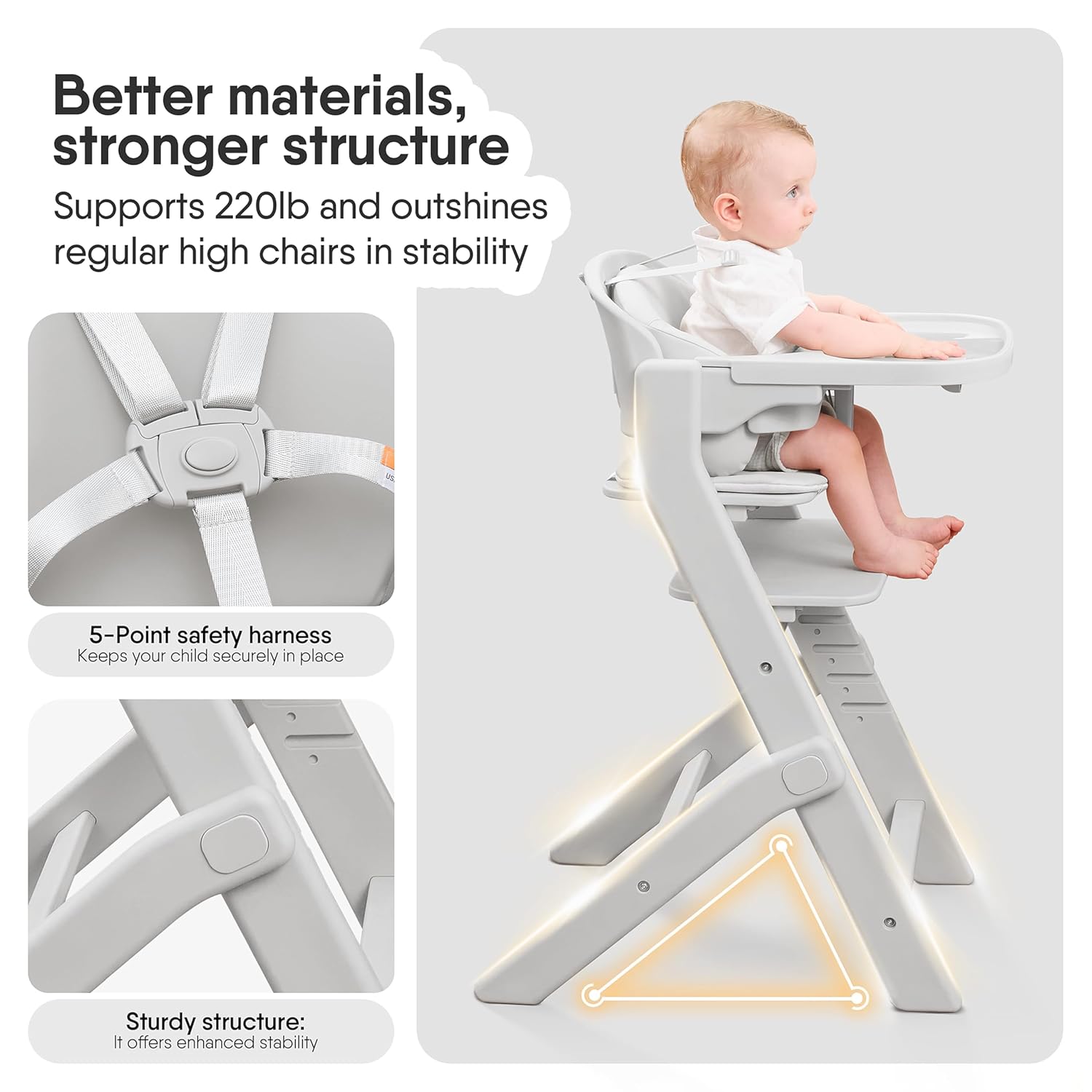 Full-Body Washable Baby High Chair with Soft Cushion, Adjustable for 6 Months to 220 Lb - Multifunctional and Convertible High Chairs for Babies and Toddlers -Portable and Easy Operation