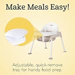 Foundations Secure Sitter 7" Feeding Chair, Stable “No Tip” Feet, 3-Point Adjustable Harness, Removable Tray, Easy to Clean, Smooth Plastic (White/Tan)