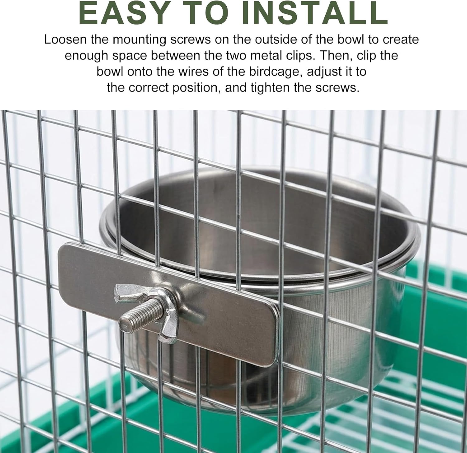 M METERXITY 1-Pack Bird Feeding Dish Cups 1.73 inch, Stainless Steel image 4